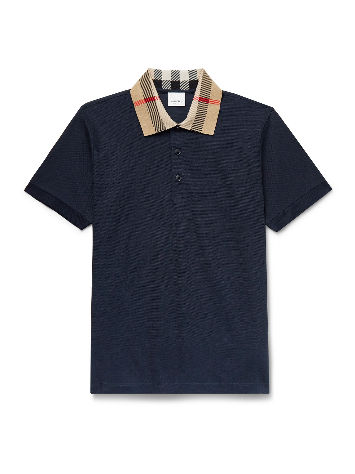 Burberry Men Check Collar Cotton Polo Shirt