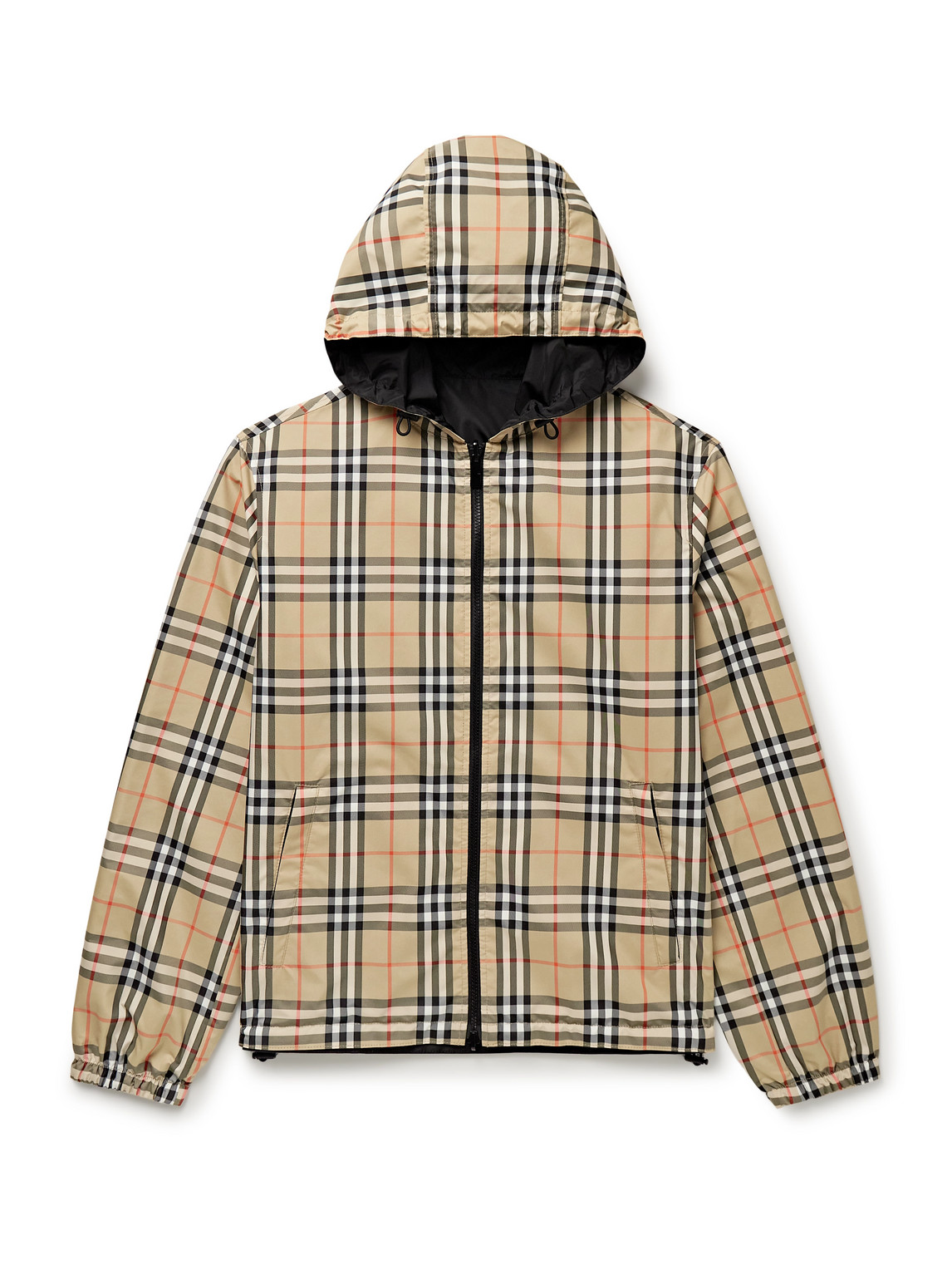 Burberry Reversible Checked Shell Hooded Jacket In Neutral