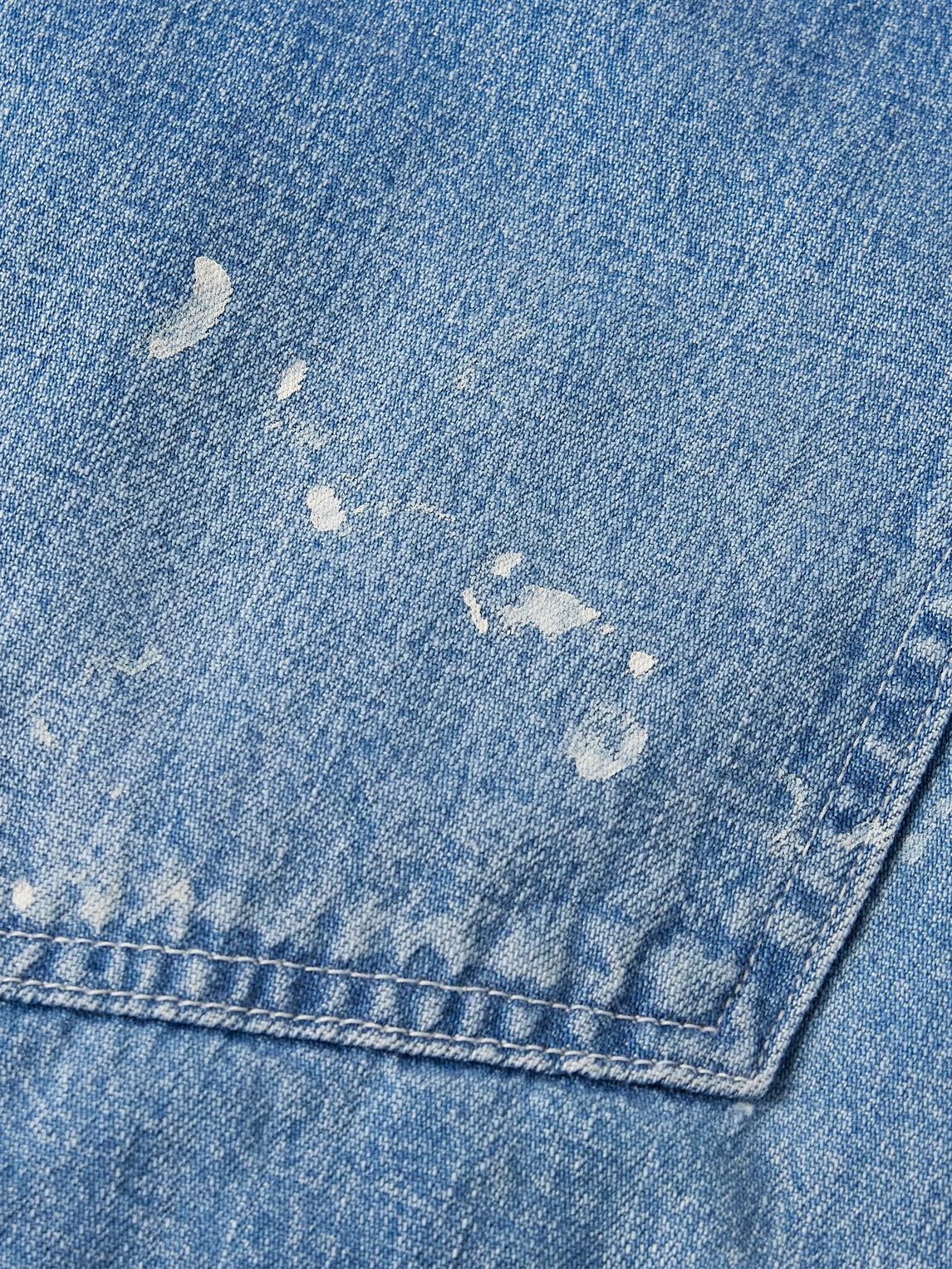 Visvim Social Sculpture Paint-splattered Denim Jacket In Blue