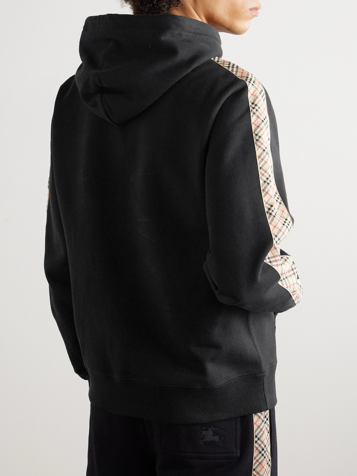 Burberry Checked Logo-embroidered Cotton-jersey Hoodie