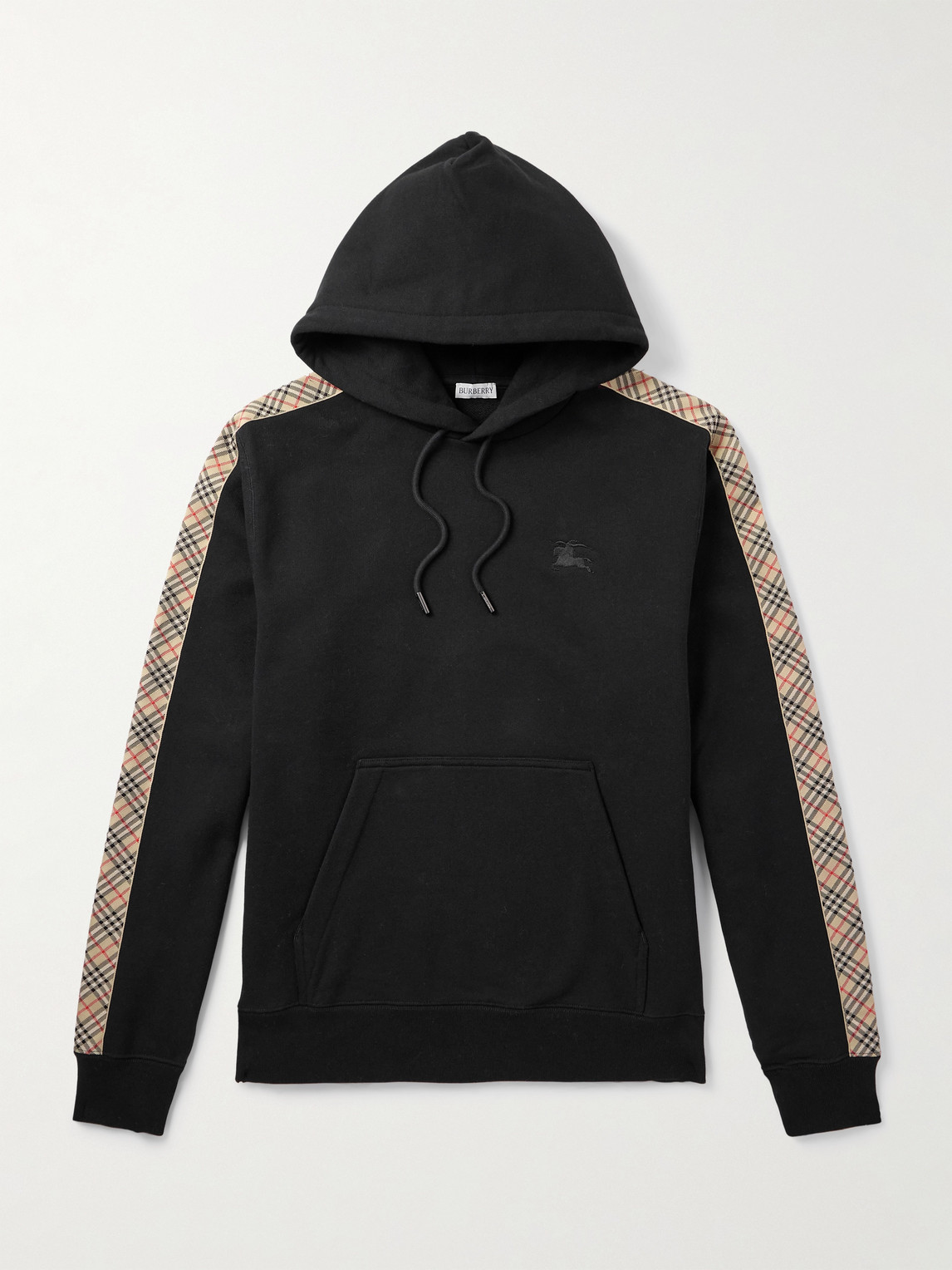 Burberry Checked Logo-Embroidered Cotton-Jersey Hoodie - Men