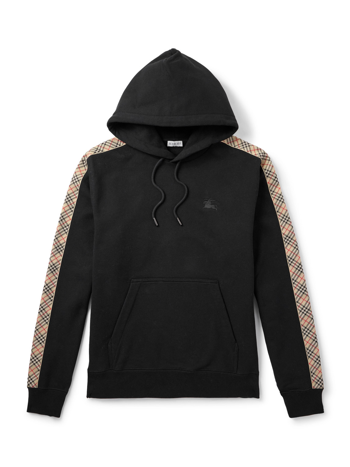 Burberry Checked Logo-embroidered Cotton-jersey Hoodie