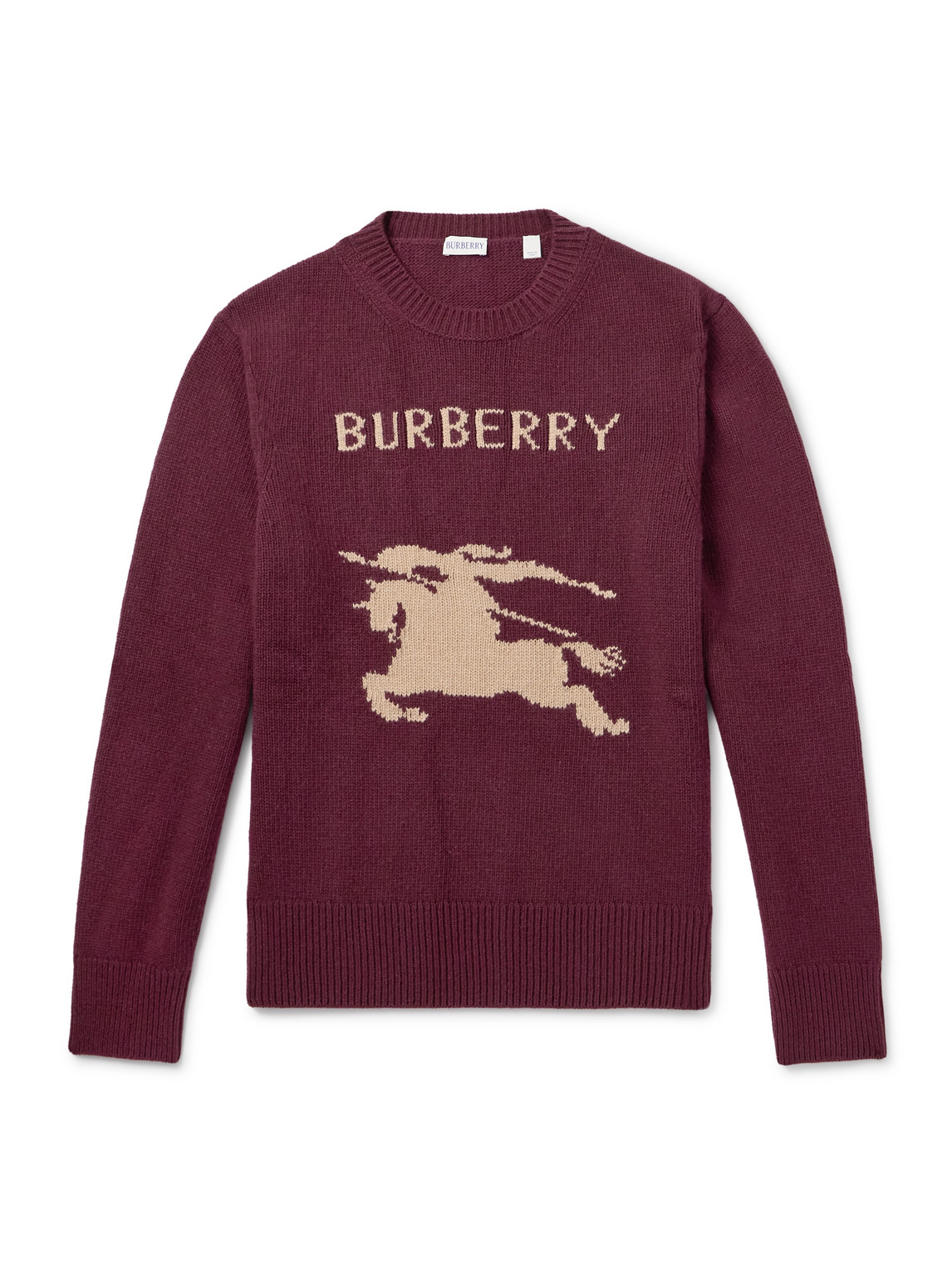 Burberry - Logo-Jacquard Wool and Cashmere-Blend Sweater - Curated