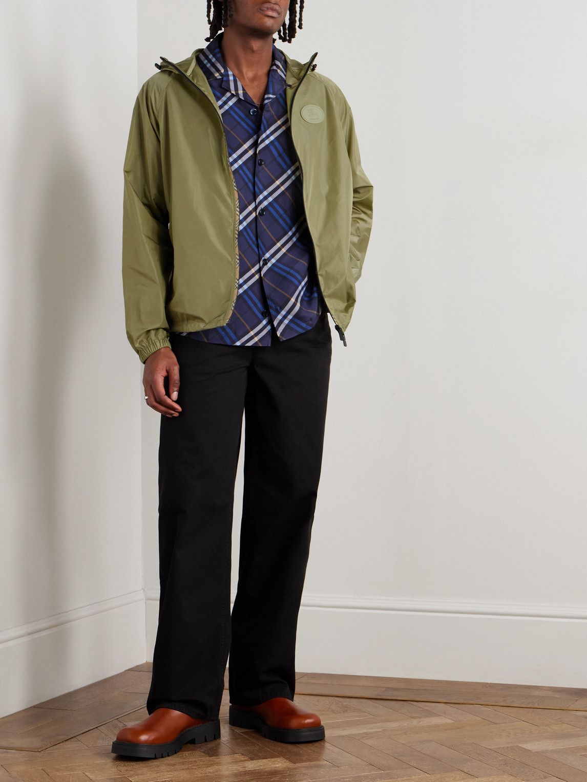Burberry Nylon Jacket With Ekd Patch In Green