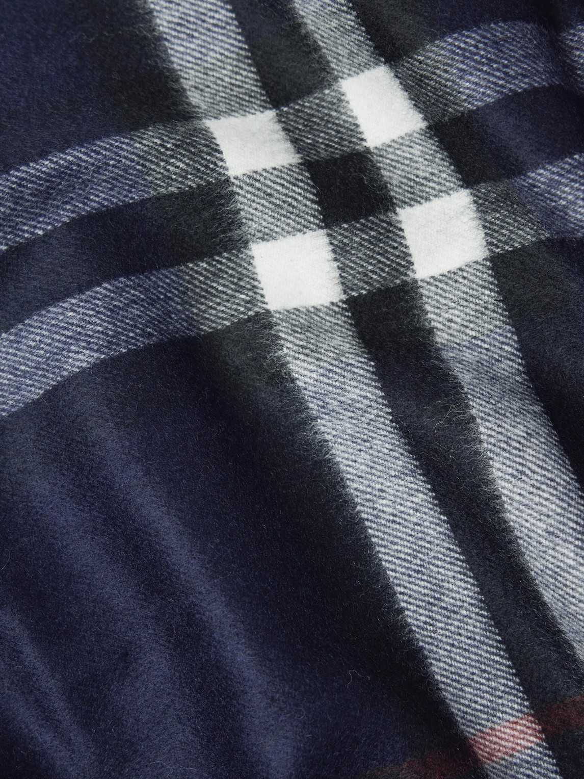 Burberry - Fringed Checked Cashmere Scarf - Men - Blue 