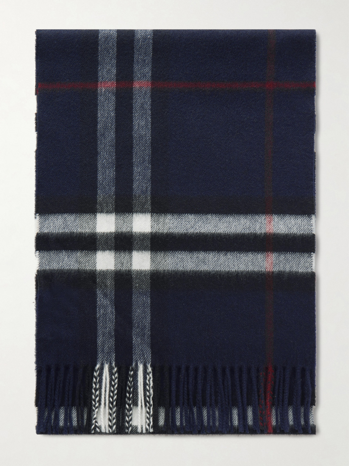 Burberry Fringed Checked Cashmere Scarf - Men