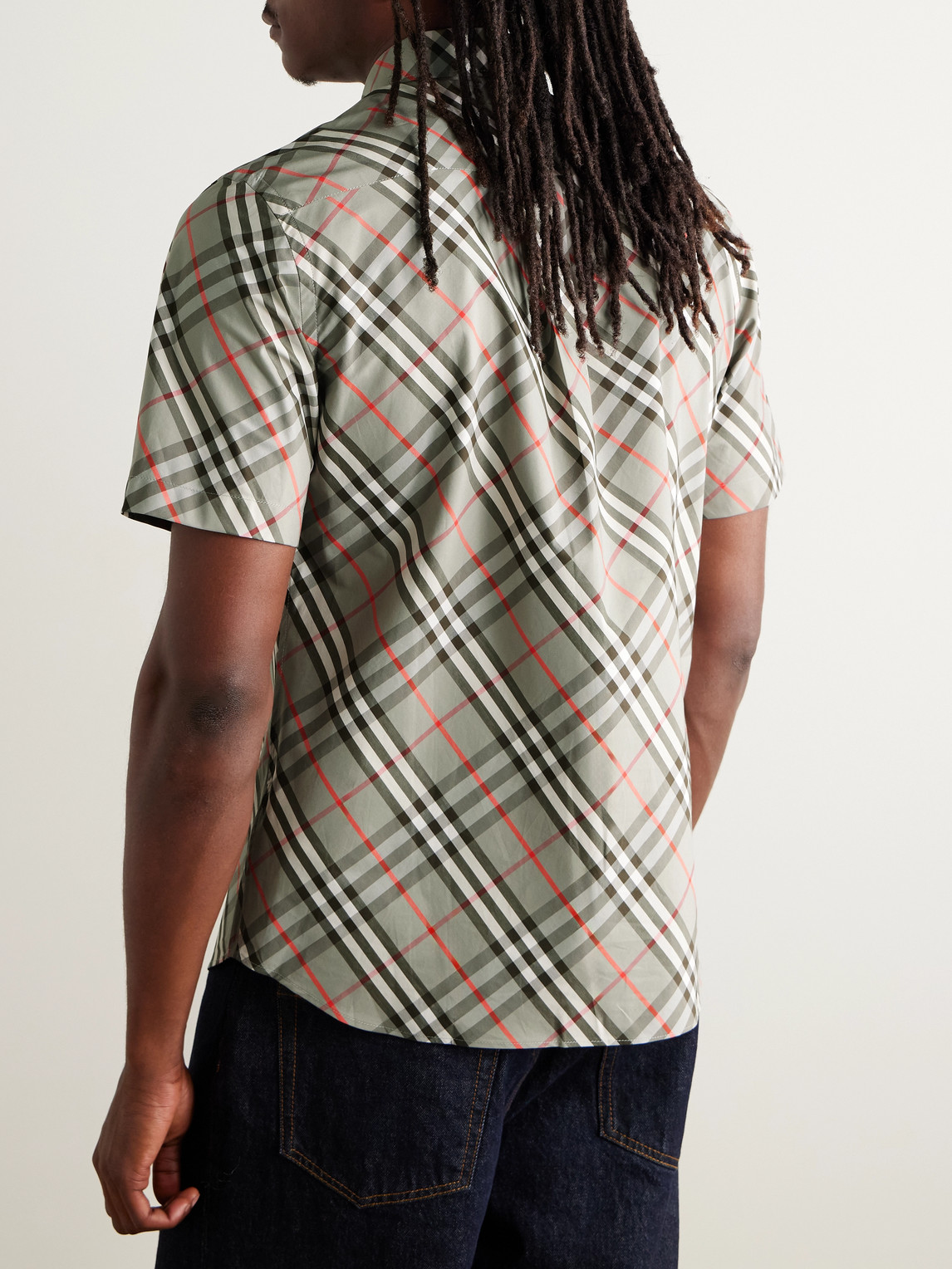 Burberry Short Sleeve Bias Check Slim Fit Shirt In Gray