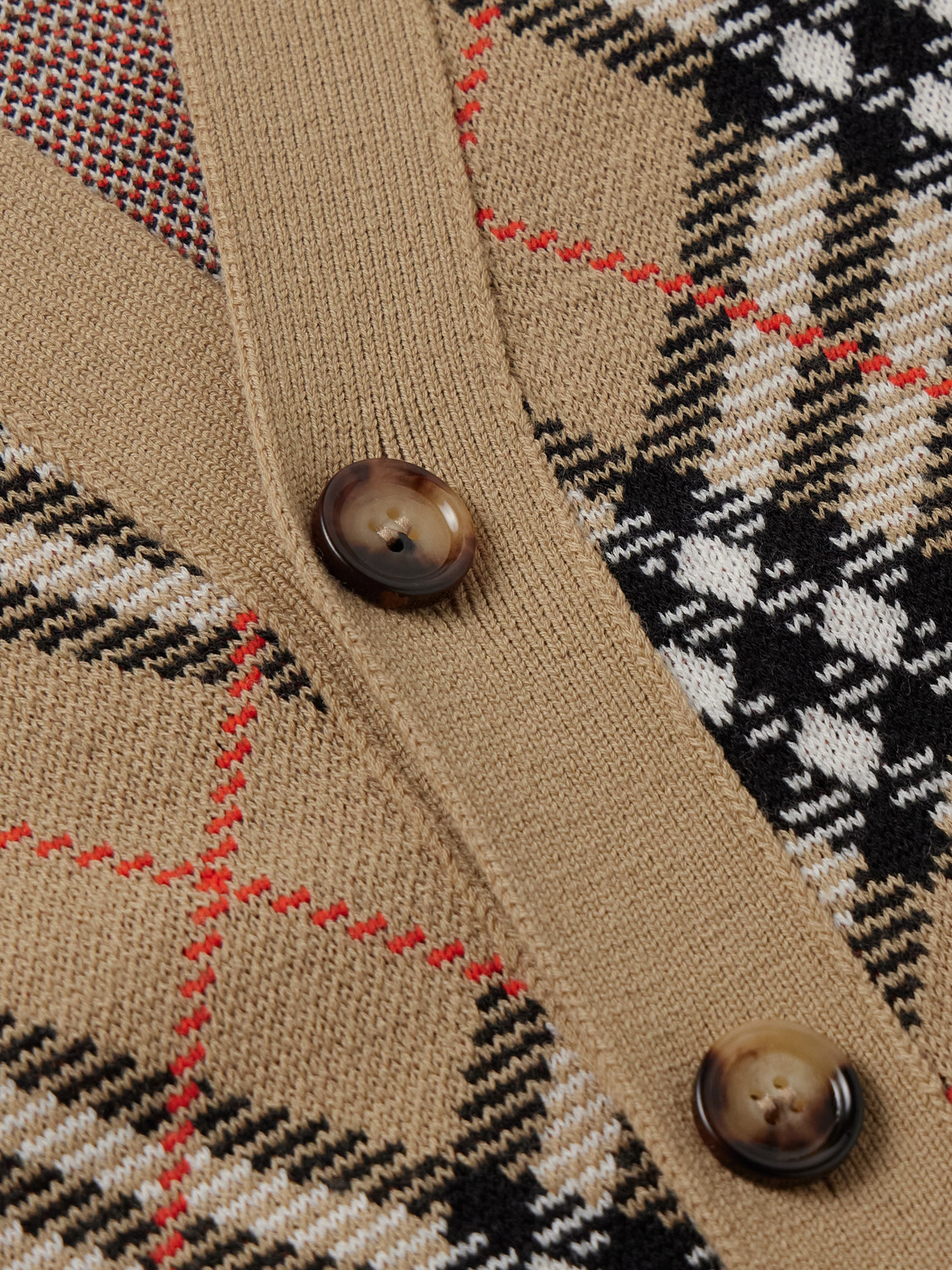 Burberry Checked Jacquard-knit Wool-blend Cardigan In Multi