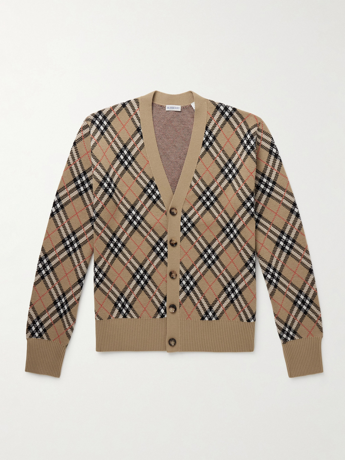 Burberry Checked Jacquard-Knit Wool-Blend Cardiganen