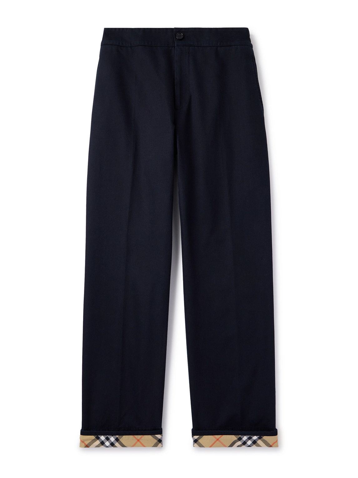 Burberry Straight-leg Cotton-twill Trousers In Blue