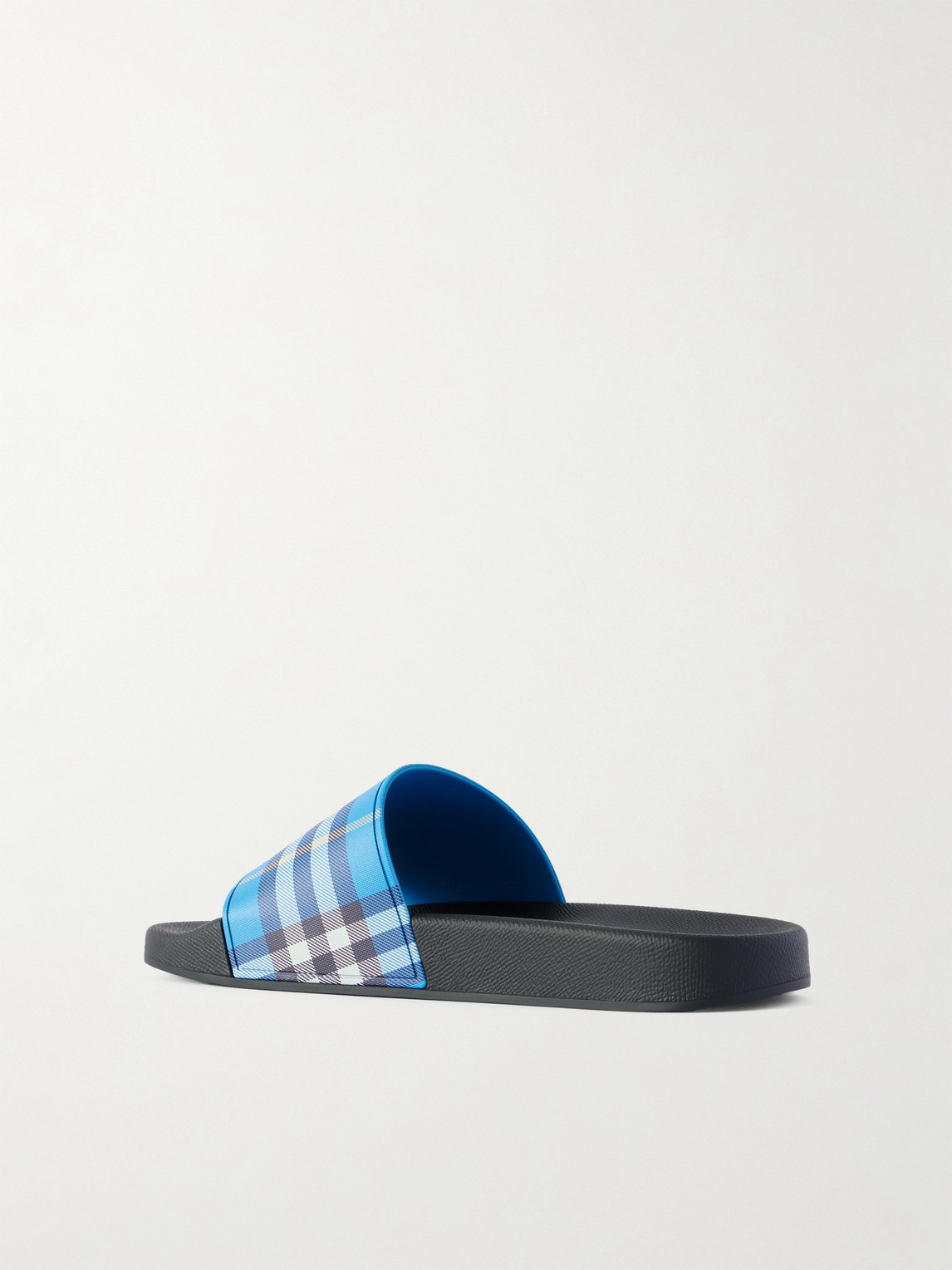 Burberry Checked Canvas Slides In Blue