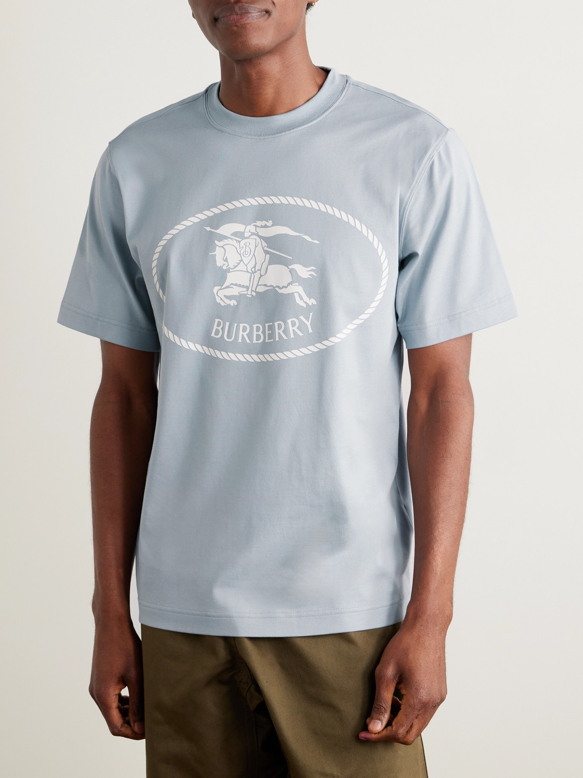 Burberry Slim-fit Logo-print Cotton-jersey T-shirt In Blue