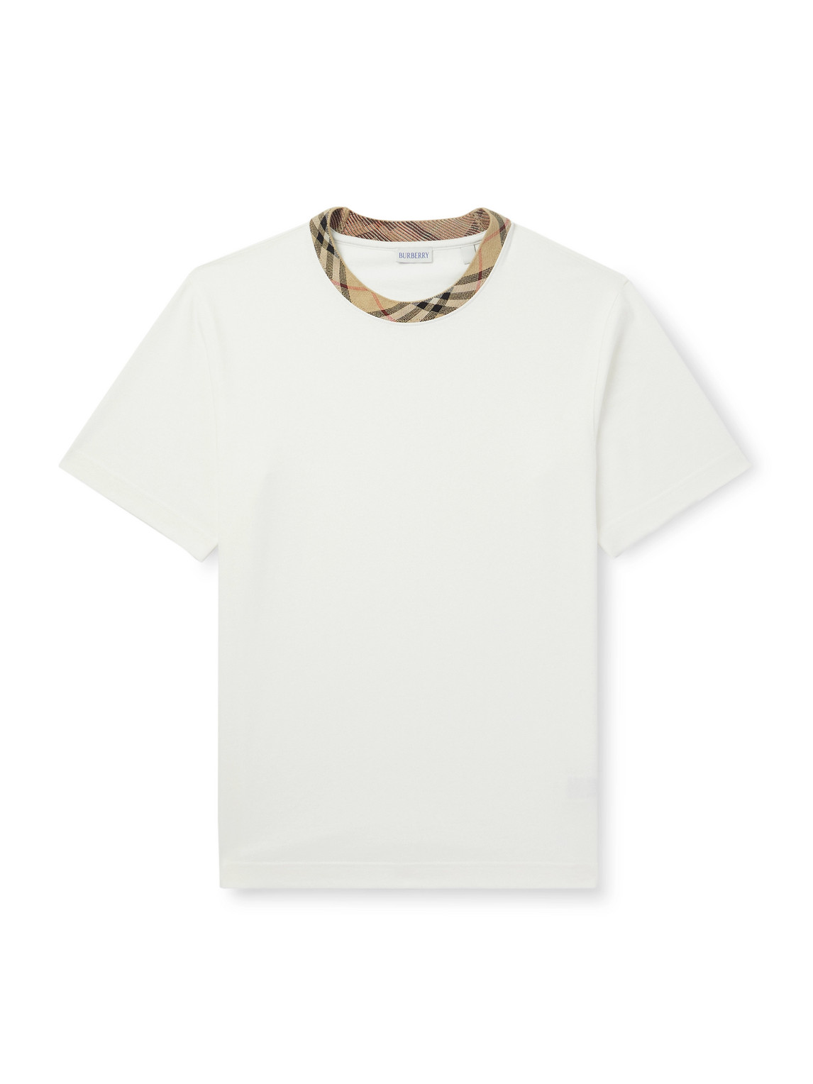Burberry Checked Cotton-jersey T-shirt In White