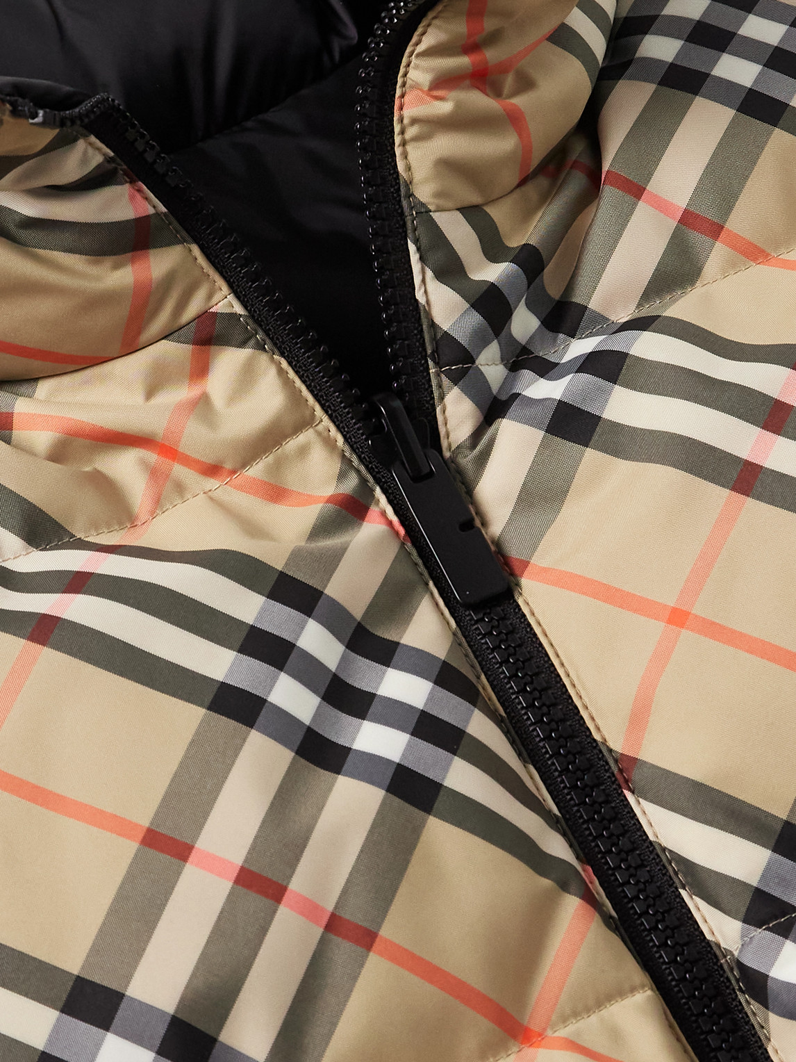 Burberry Beige Sleeveless Reversible Down Jacket With High Neck And All-over Check Motif In Tech Fabric Man In Neutral