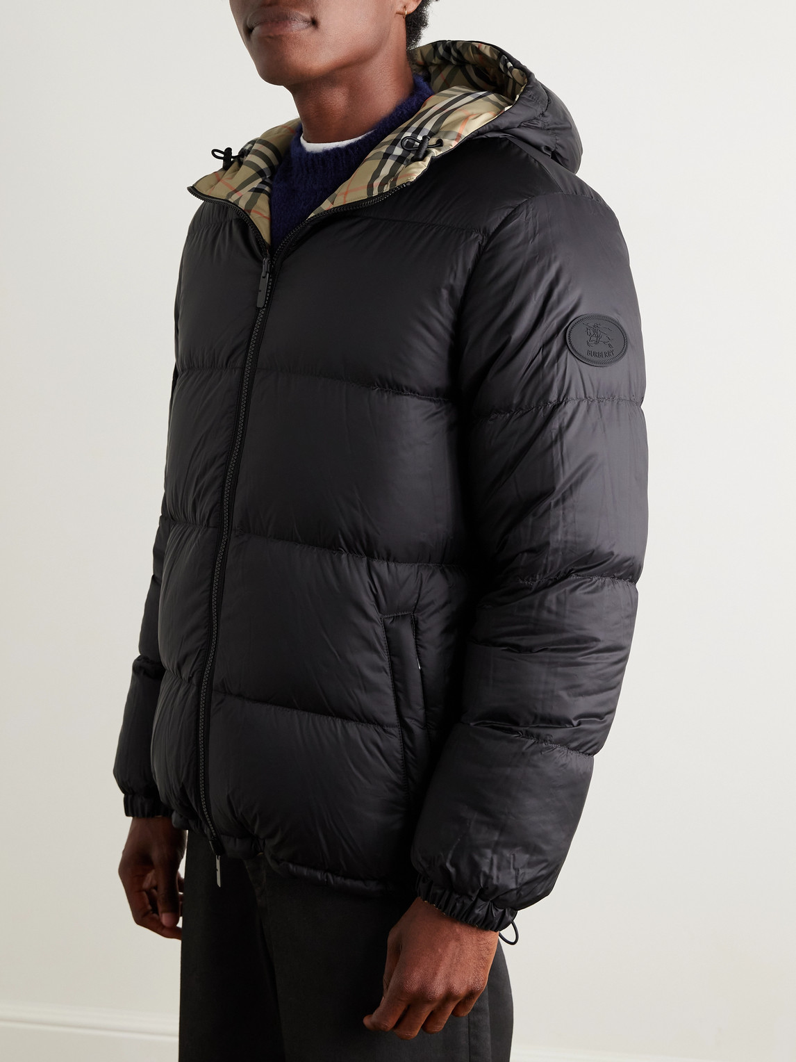 Reversible Checked Quilted Shell Hooded Down Jacket