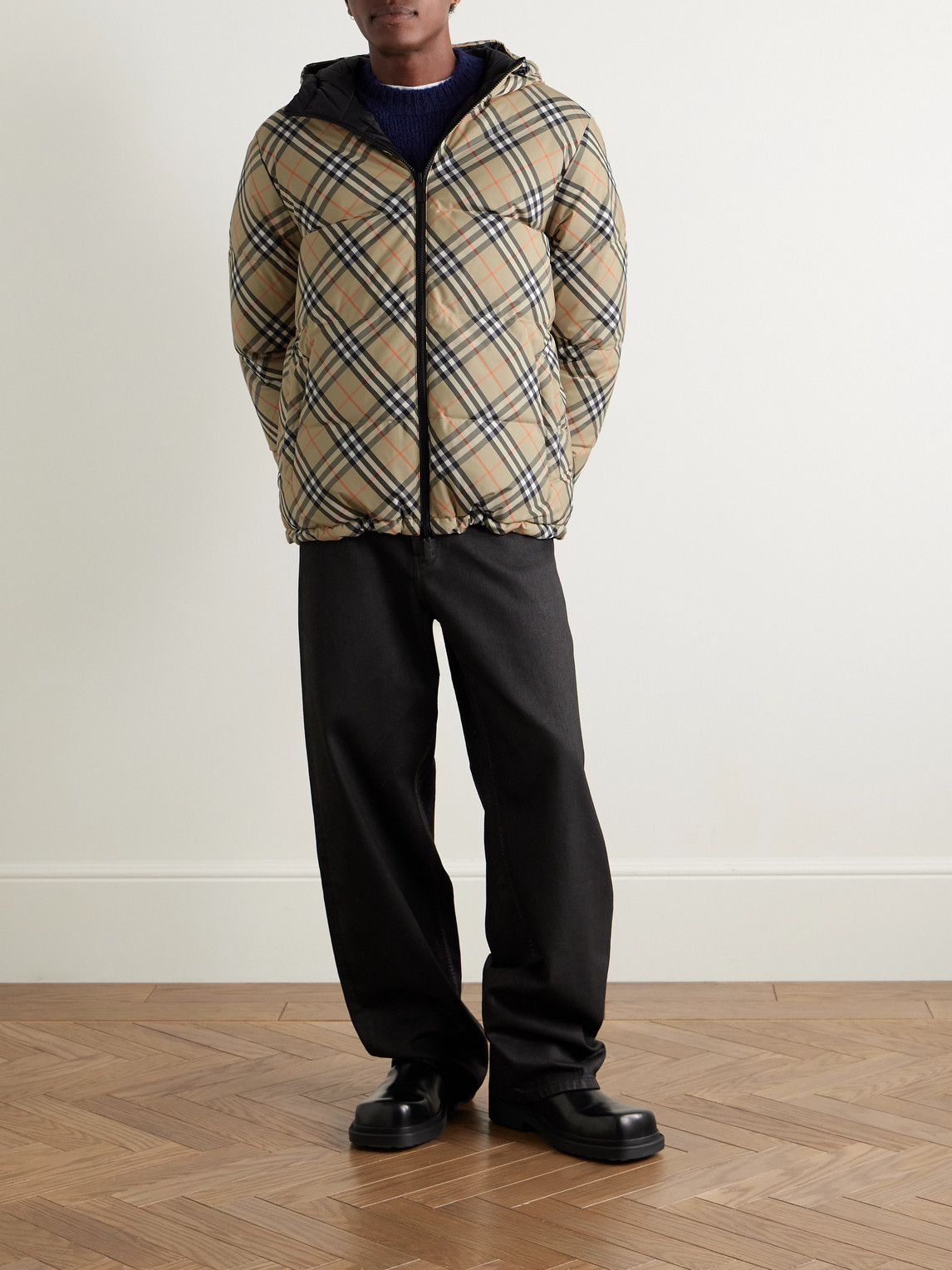 Reversible Checked Quilted Shell Hooded Down Jacket
