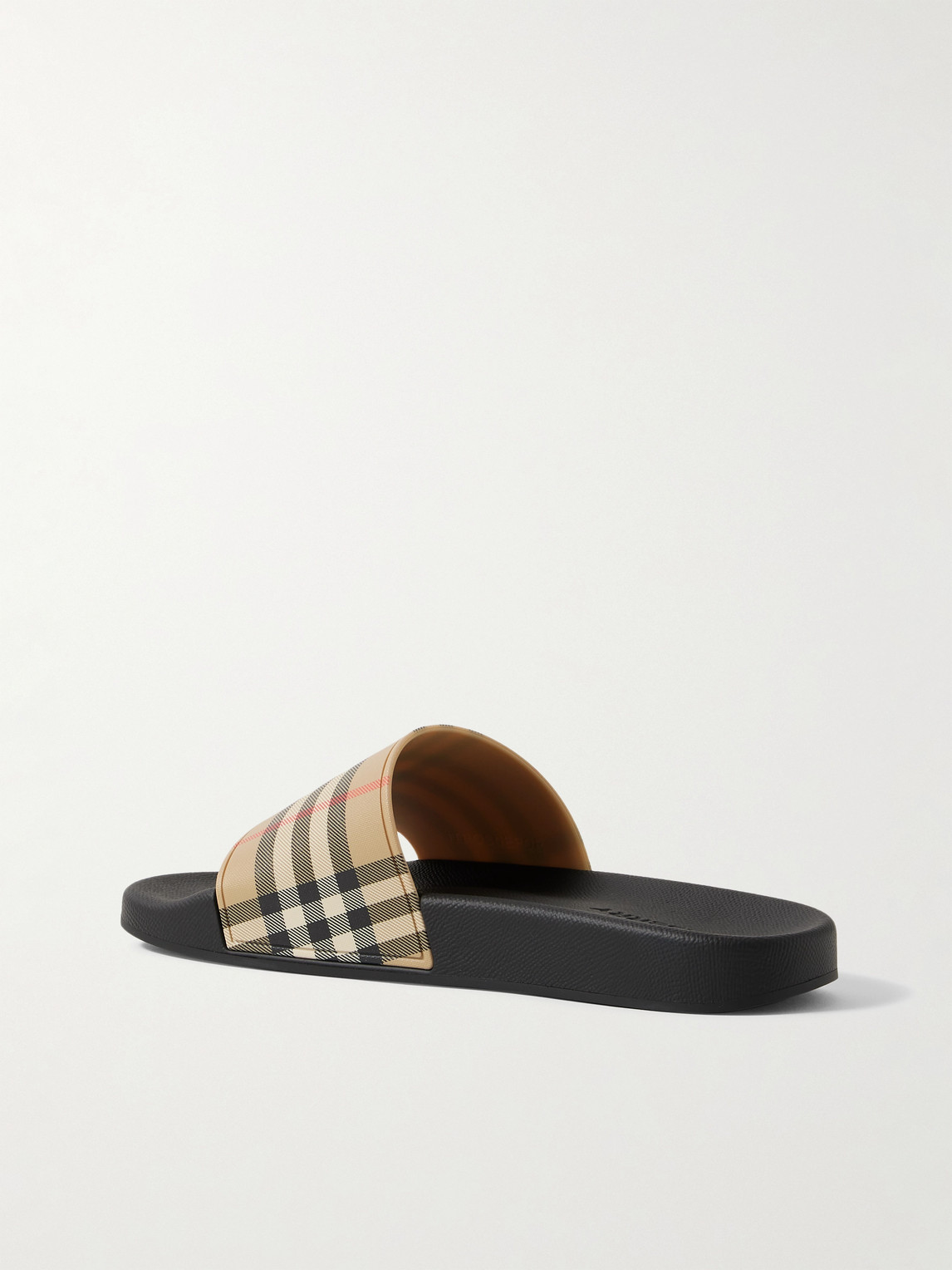 Burberry Tartan Rubber Slides In Black