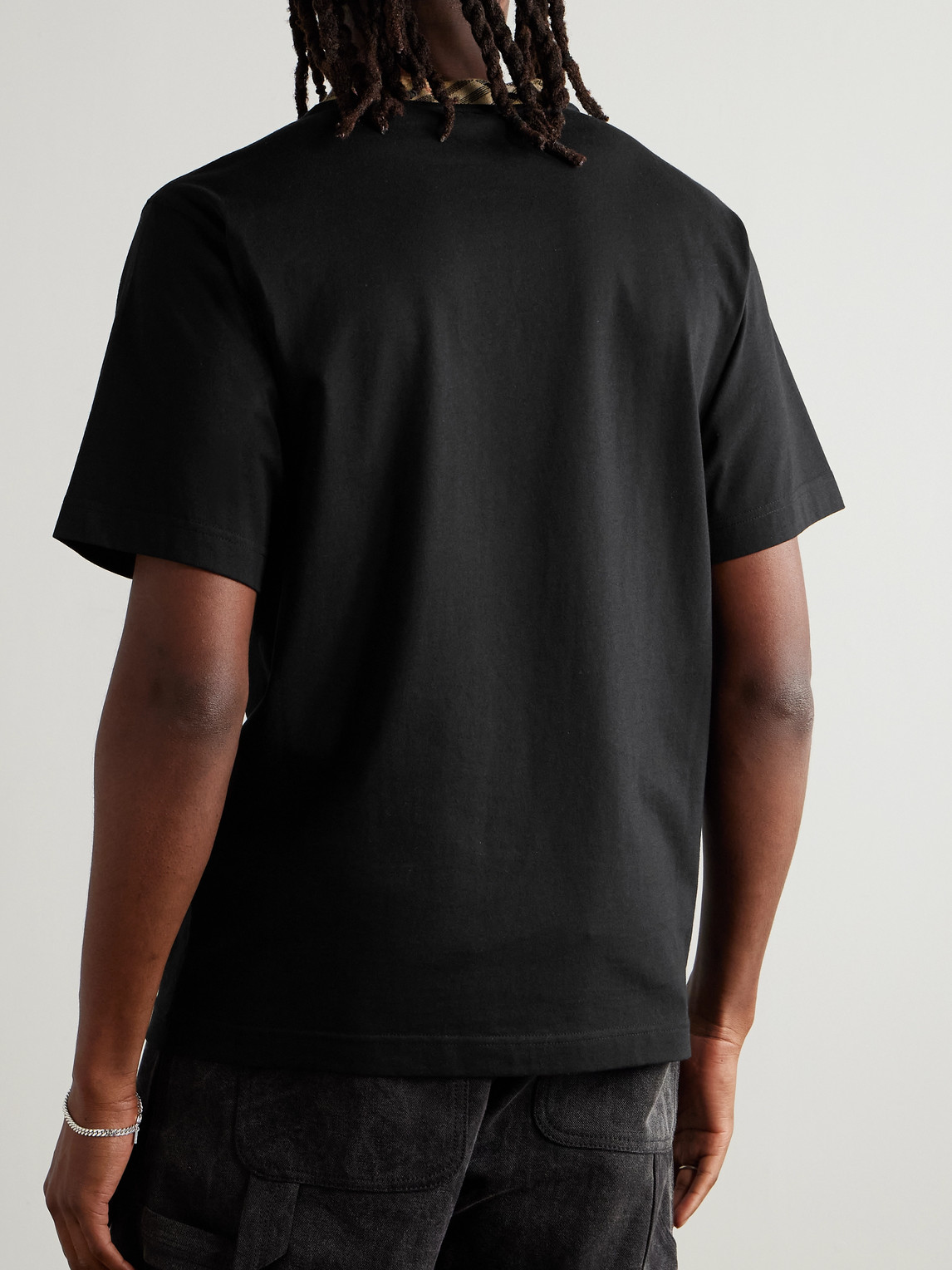 Burberry Mens Check-print Short-sleeves Cotton-jersey T-shirt Black Xl