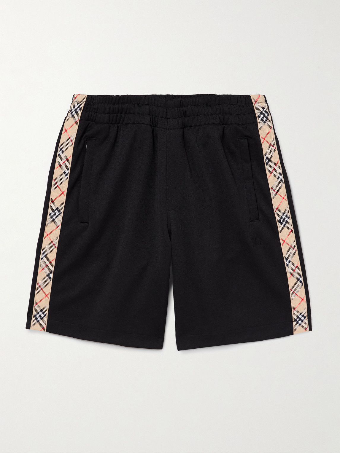 Burberry Straight-Leg Checked Jacquard-Knit Trimmed Tech-Jersey Shortsen