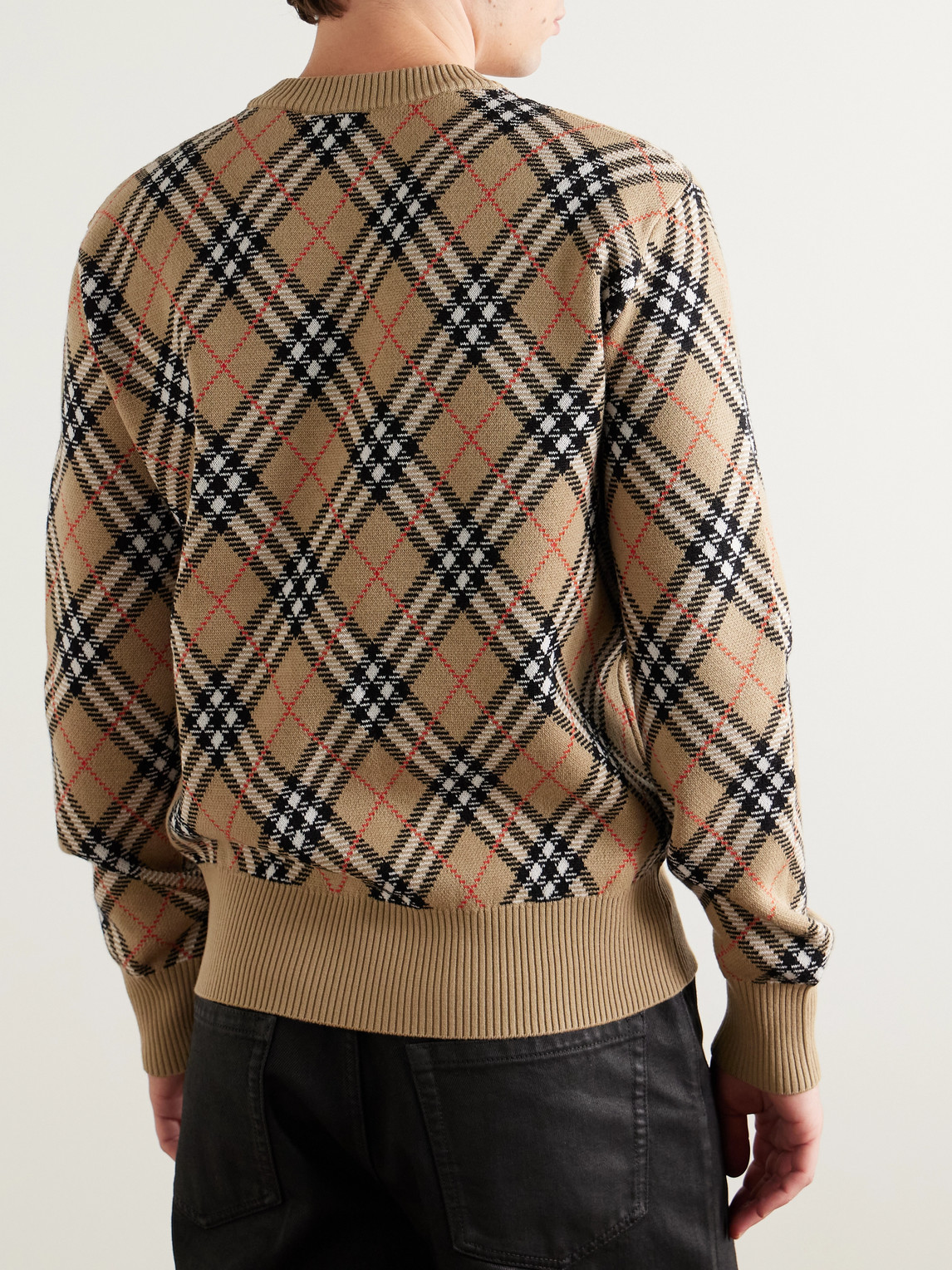 Burberry Checked Wool-blend Jacquard Sweater In Brown