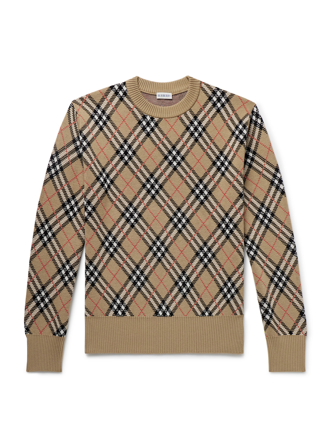 Burberry Checked Wool-blend Jacquard Sweater In Neutral