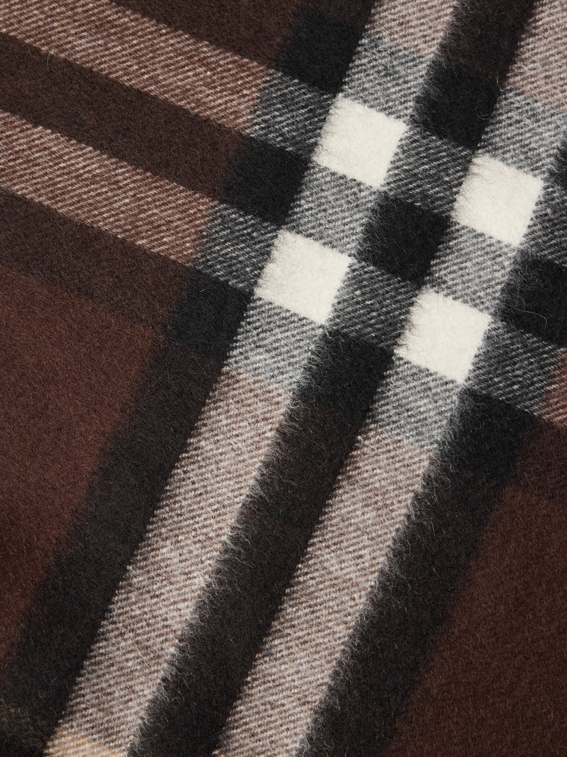  Burberry - Fringed Checked Cashmere Scarf - Men - Brown 
