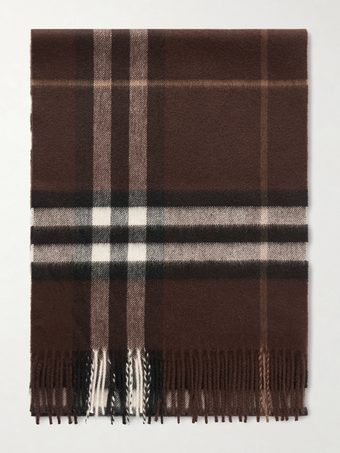 Burberry Fringed Checked Cashmere Scarf - Men