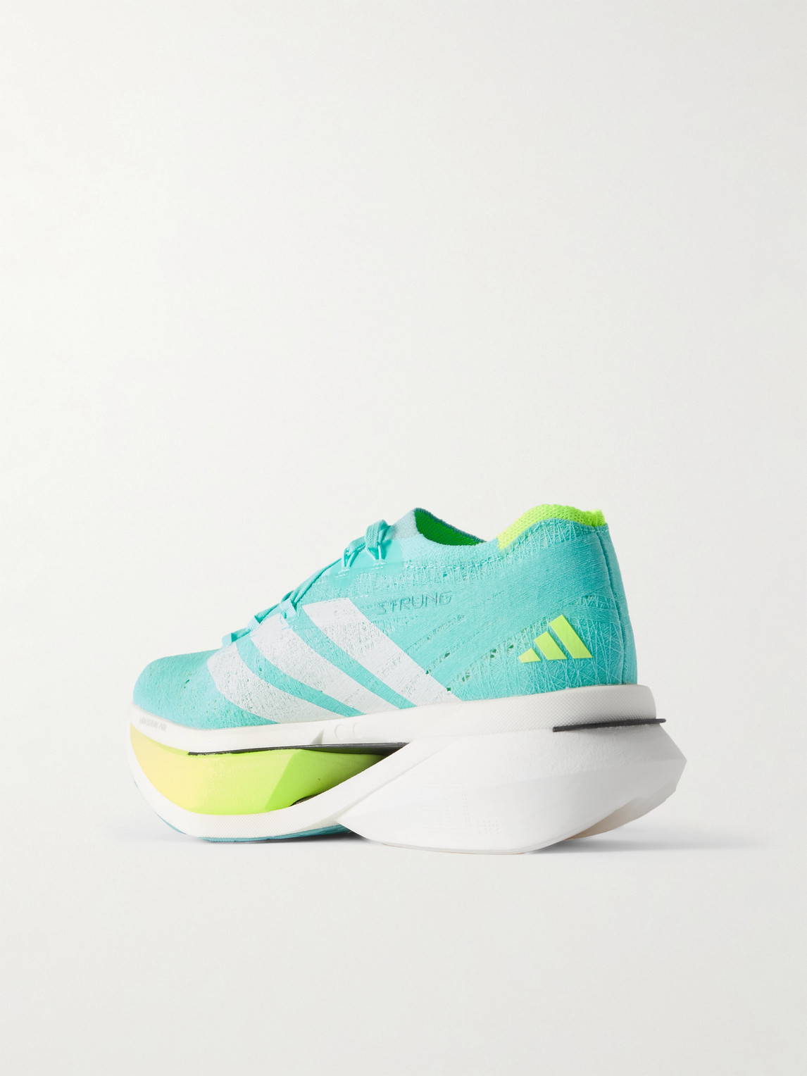 Adidas Running Adizero Prime X3 Striped Rubber-trimmed Strung Running Sneakers In Blue