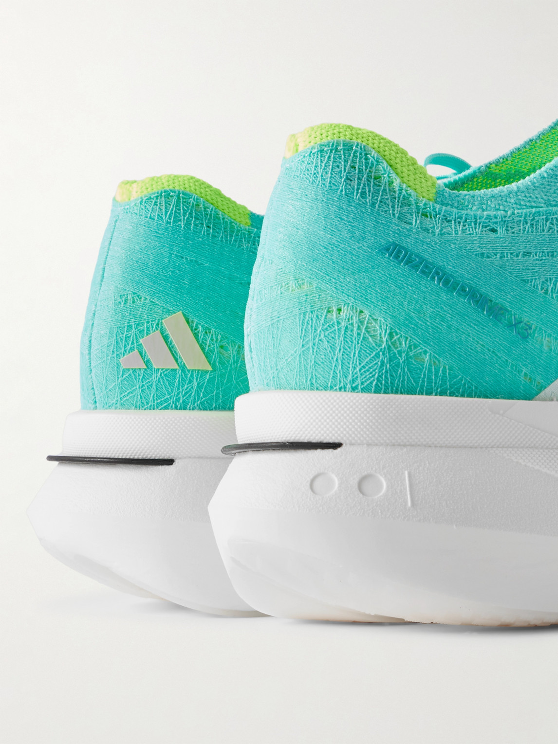 Adidas Running Adizero Prime X3 Striped Rubber-trimmed Strung Running Sneakers In Blue