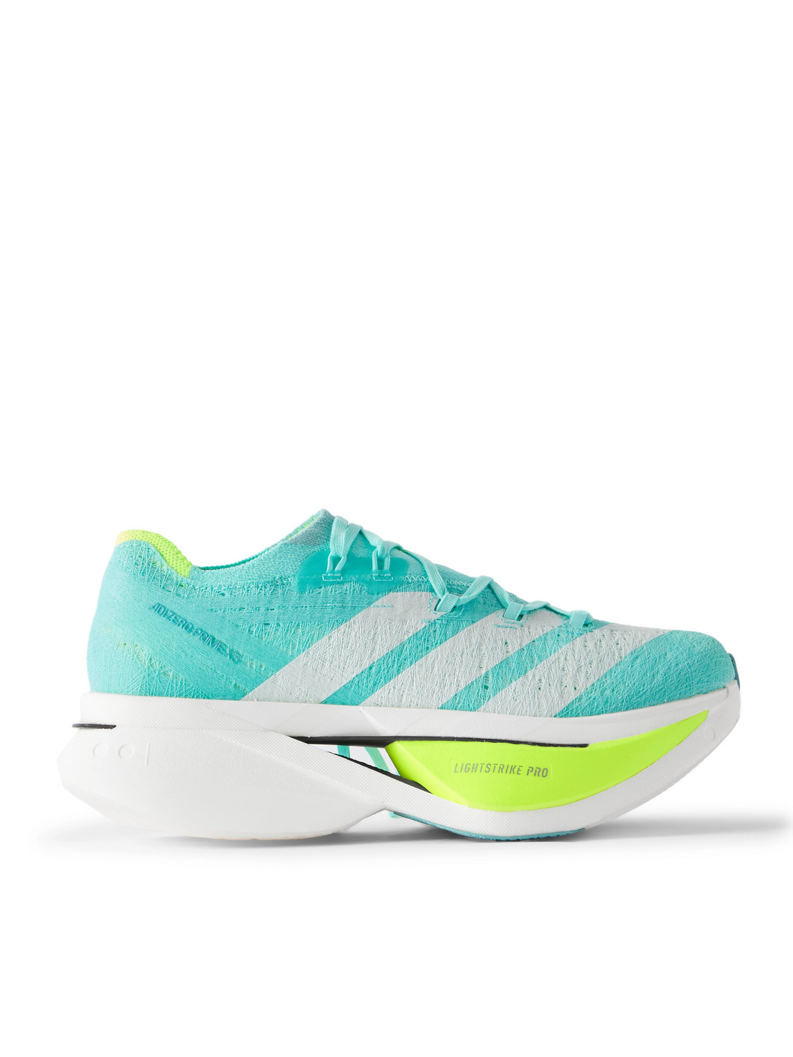 Adidas Running Adizero Prime X3 Striped Rubber-trimmed Strung Running Sneakers In Blue