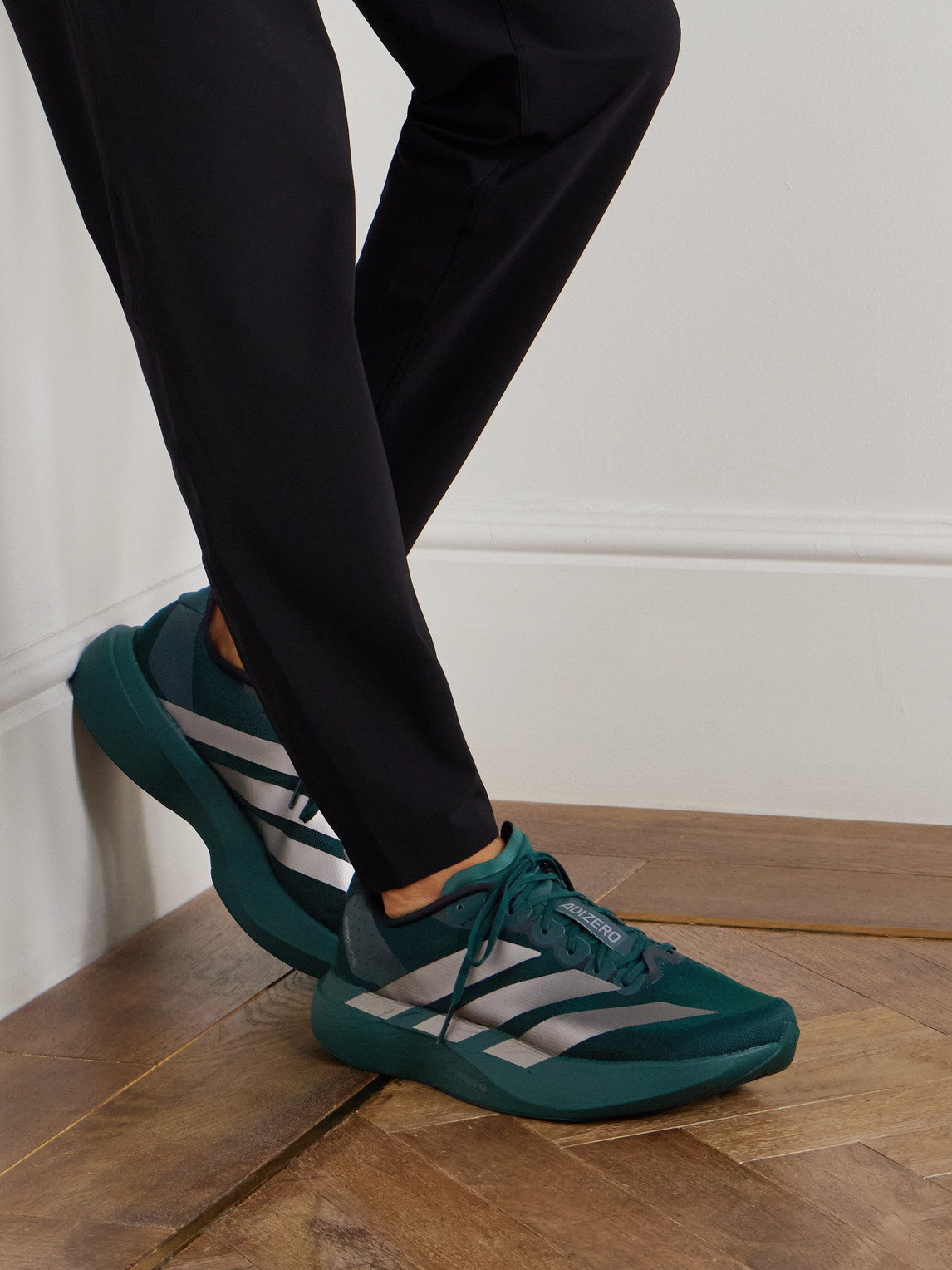 Adidas Running Adizero Evo Sl Rubber-trimmed Mesh Running Sneakers In Green