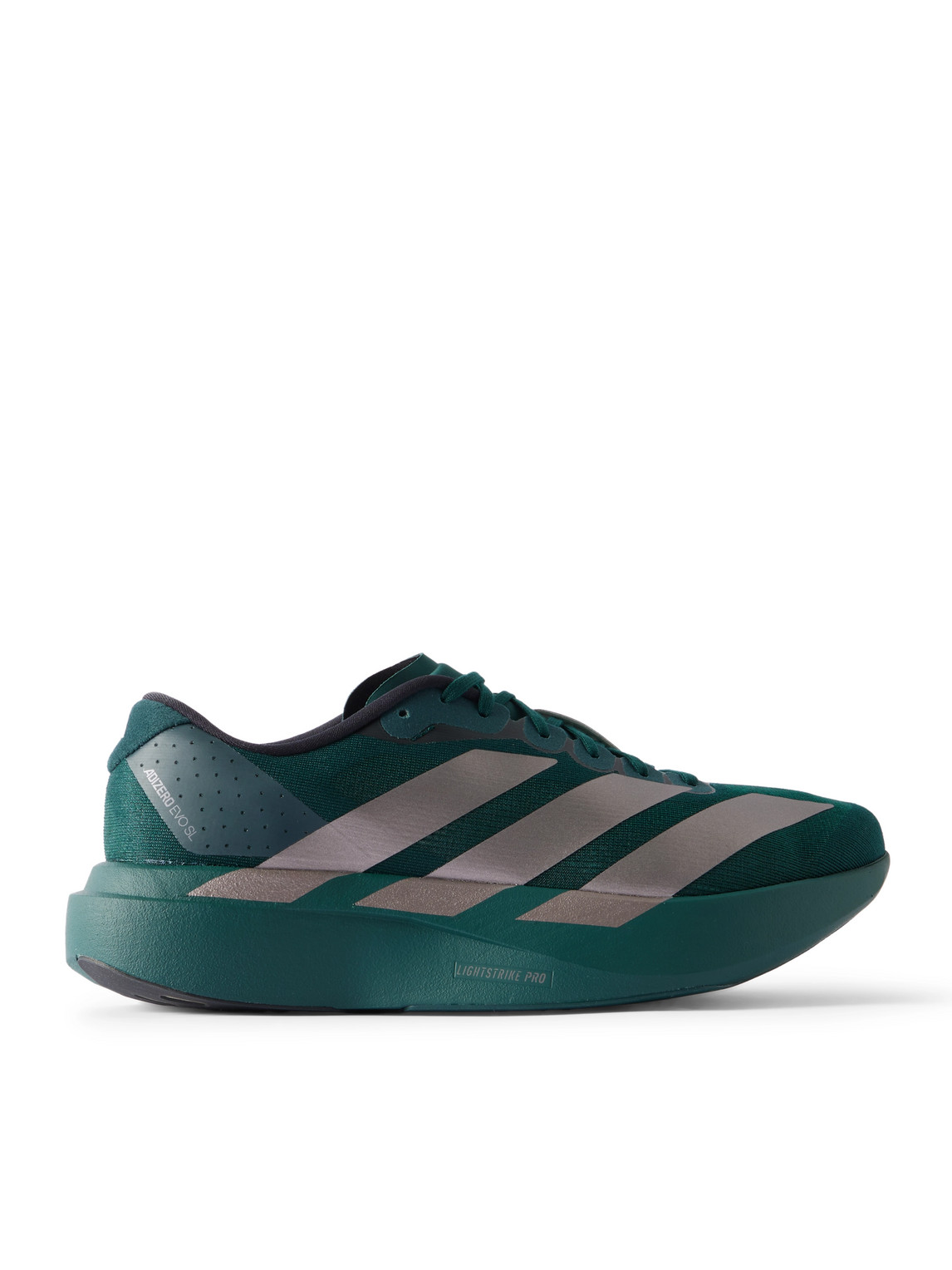 Adidas Running Adizero Evo Sl Rubber-trimmed Mesh Running Sneakers In Green