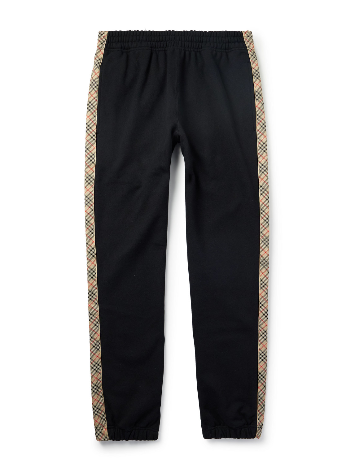 Tapered Logo-Embroidered Checked Cotton-Jersey Sweatpants
