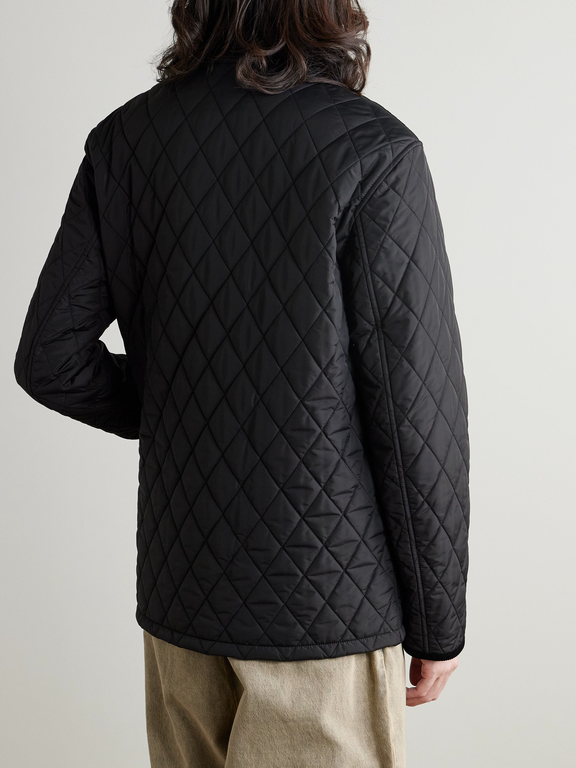 Burberry Corduroy-trimmed Quilted Nylon Barn Jacket In Black