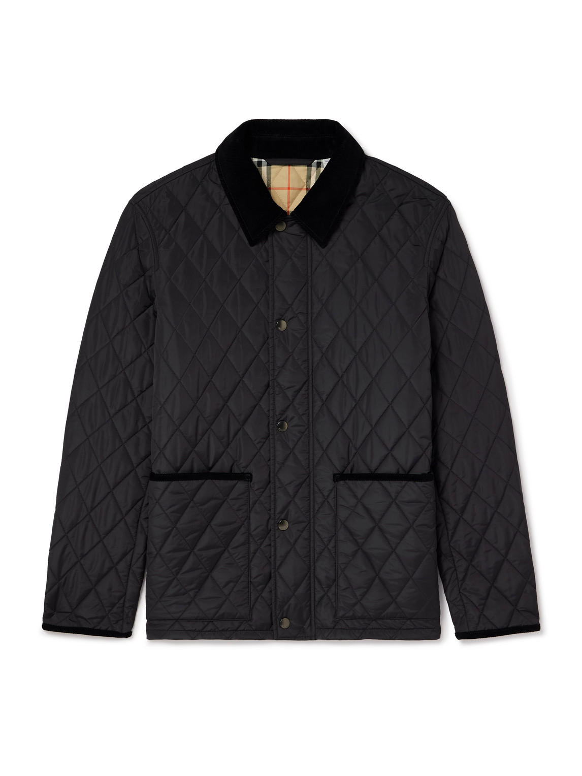 Burberry Corduroy-trimmed Quilted Nylon Barn Jacket In Black