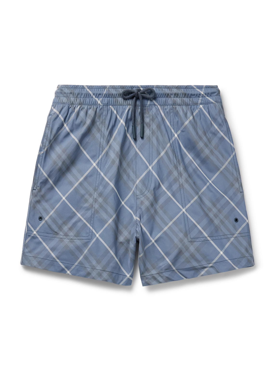 Burberry Slim-fit Short-length Checked Swim Shorts In Blue