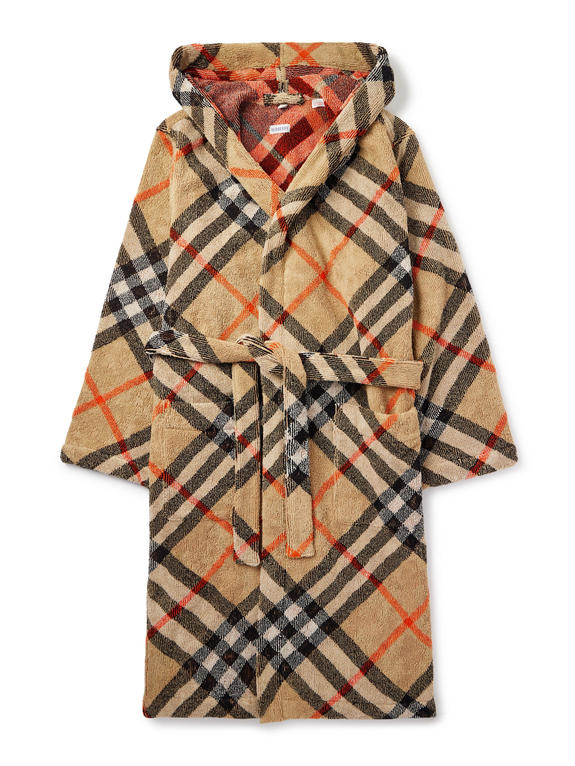 Burberry Belted Checked Cotton-terry Robe