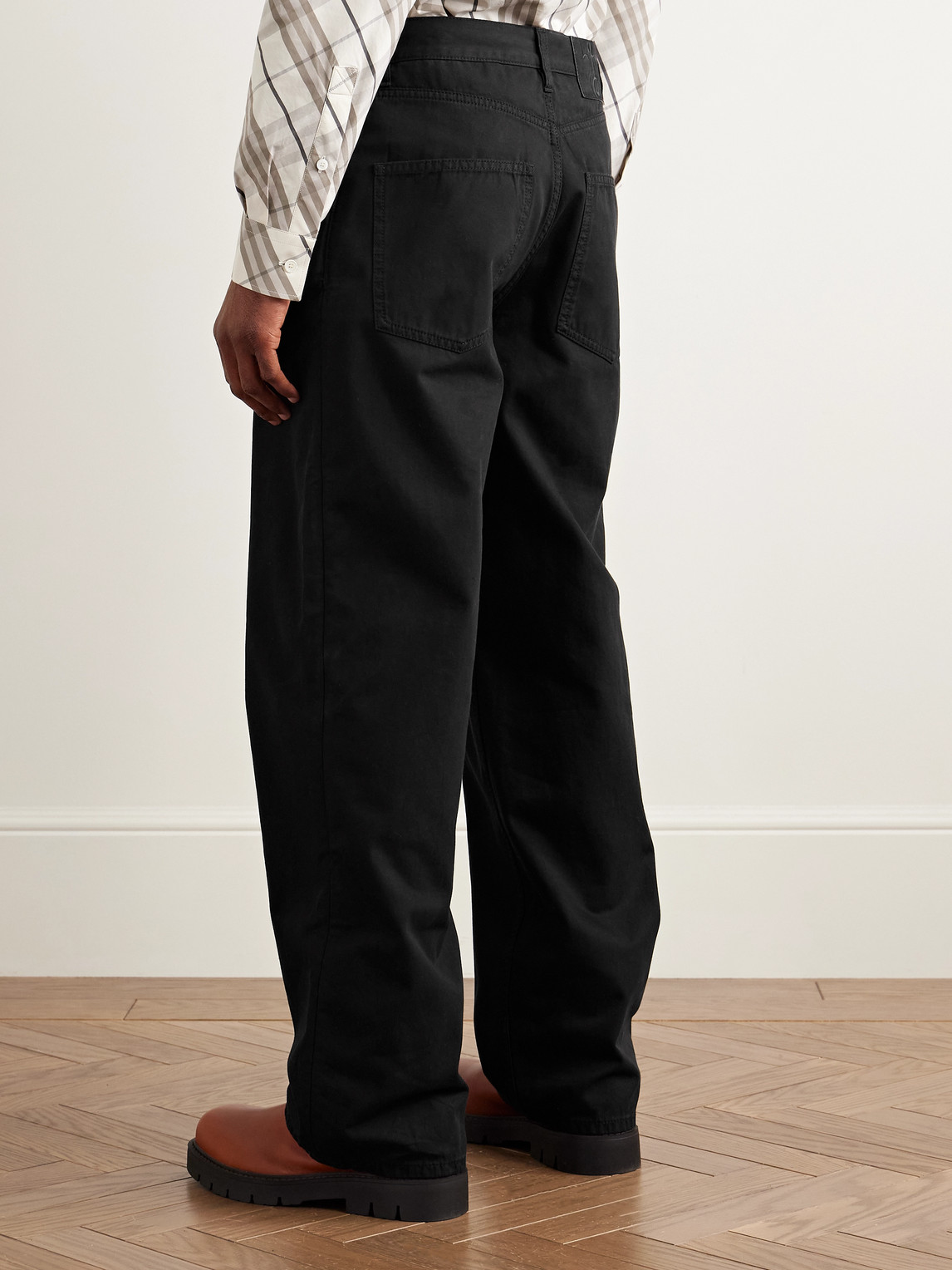 Burberry Straight-leg Cotton-twill Trousers In Black