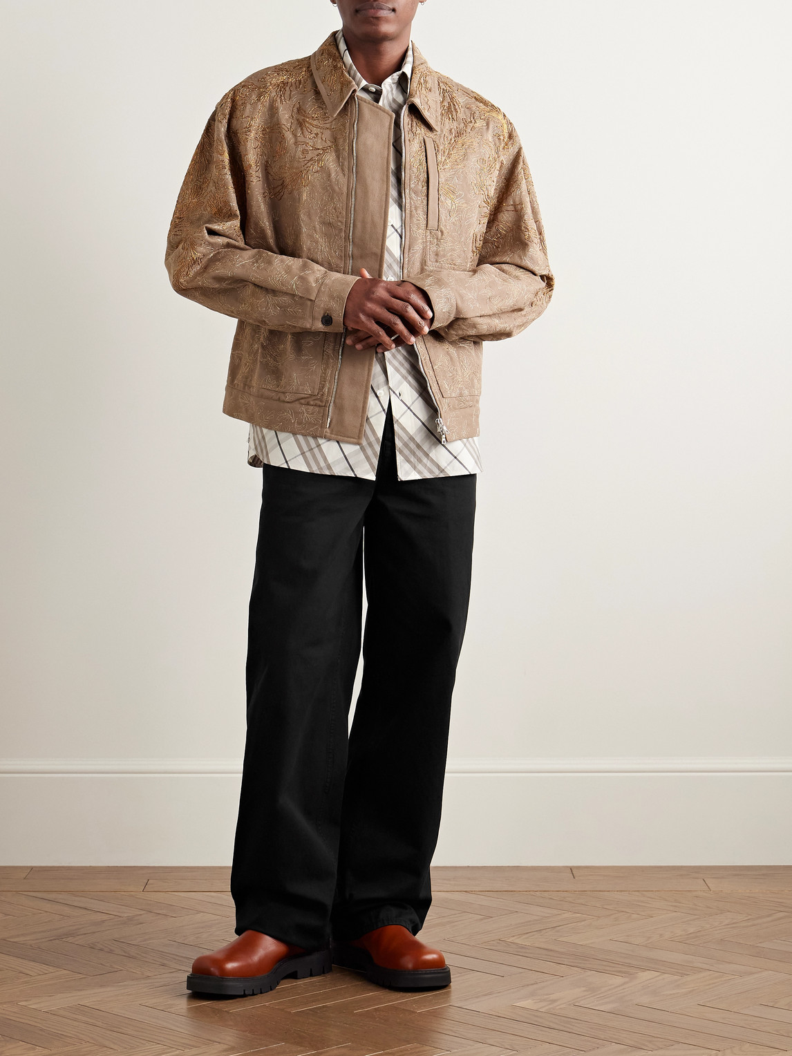 Burberry Straight-leg Cotton-twill Trousers In Black