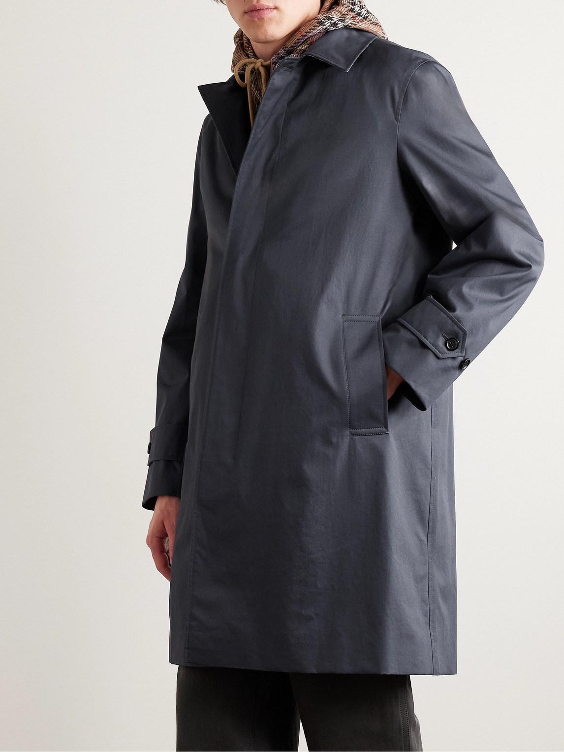 Shop Burberry Cotton-gabardine Trench Coat In Blue