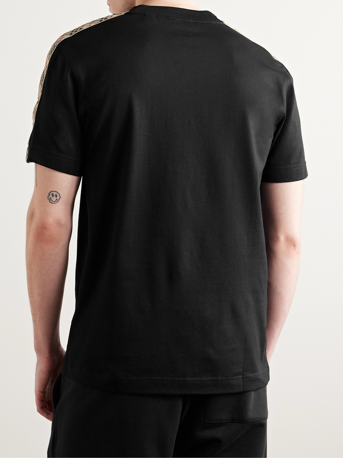 Burberry Ekd T-shirt With Check-inserts In Black