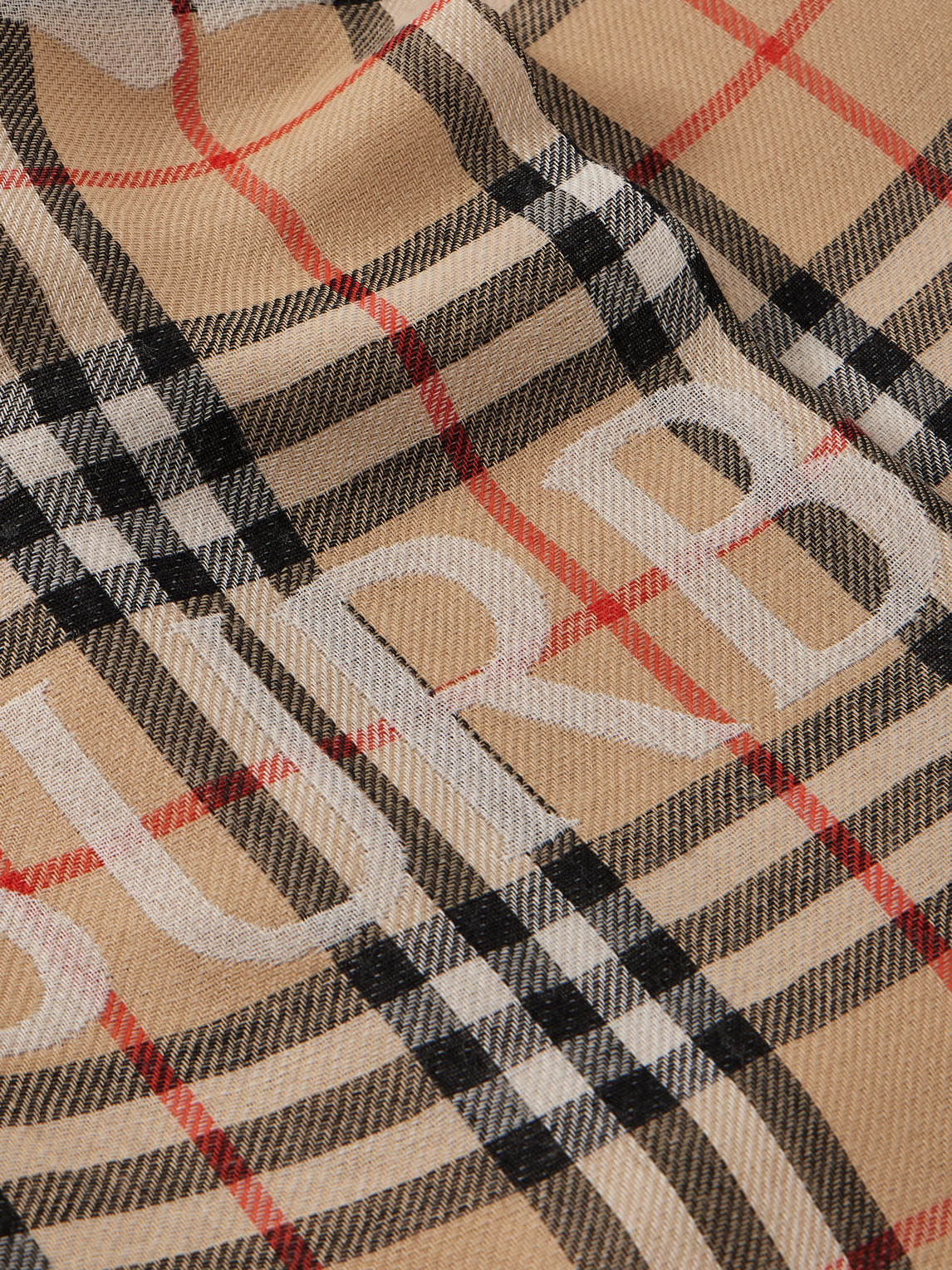 Burberry Frayed Logo-print Checked Wool-twill Scarf In Brown
