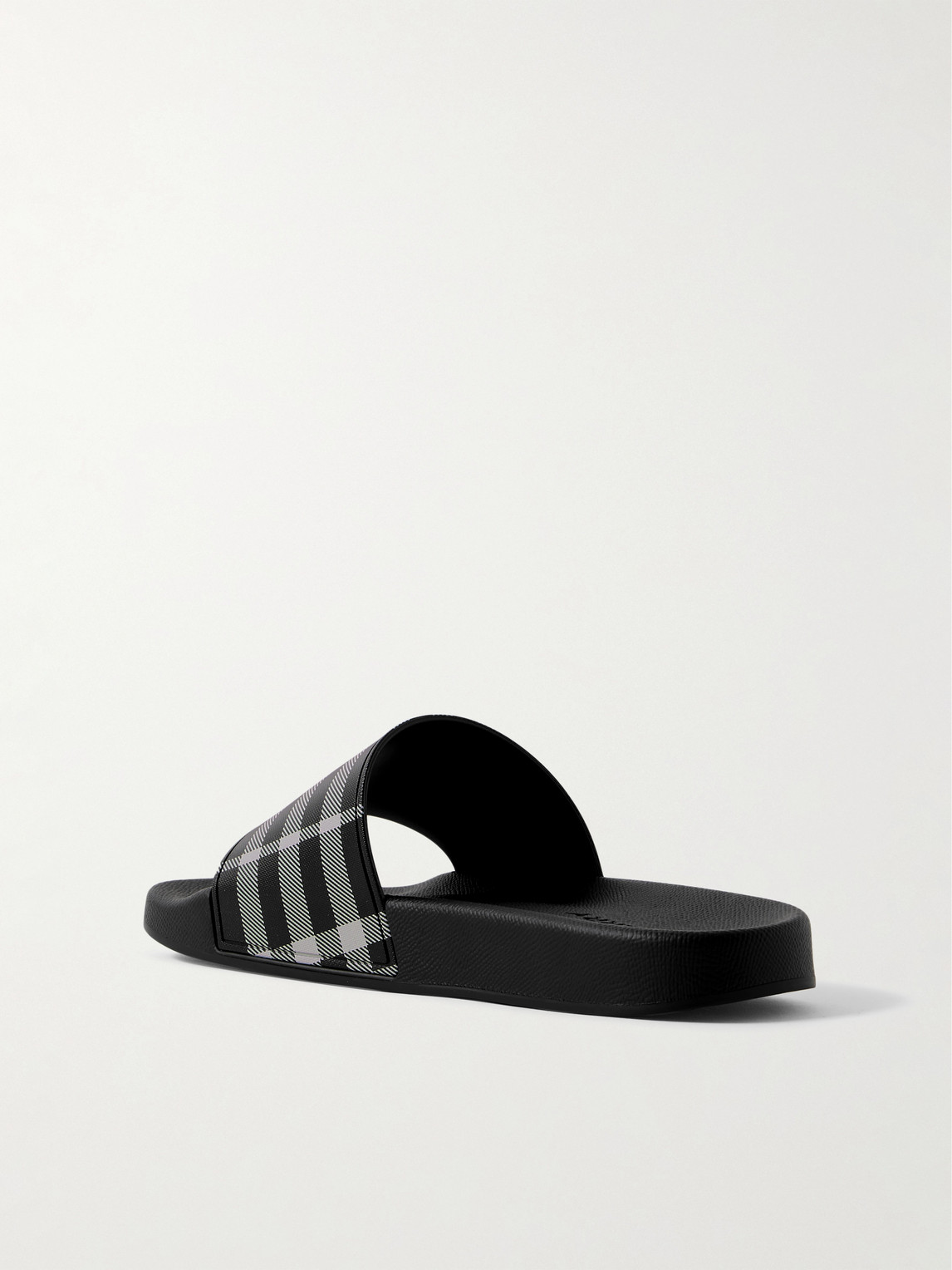 Burberry Checked Rubber Slides In Black