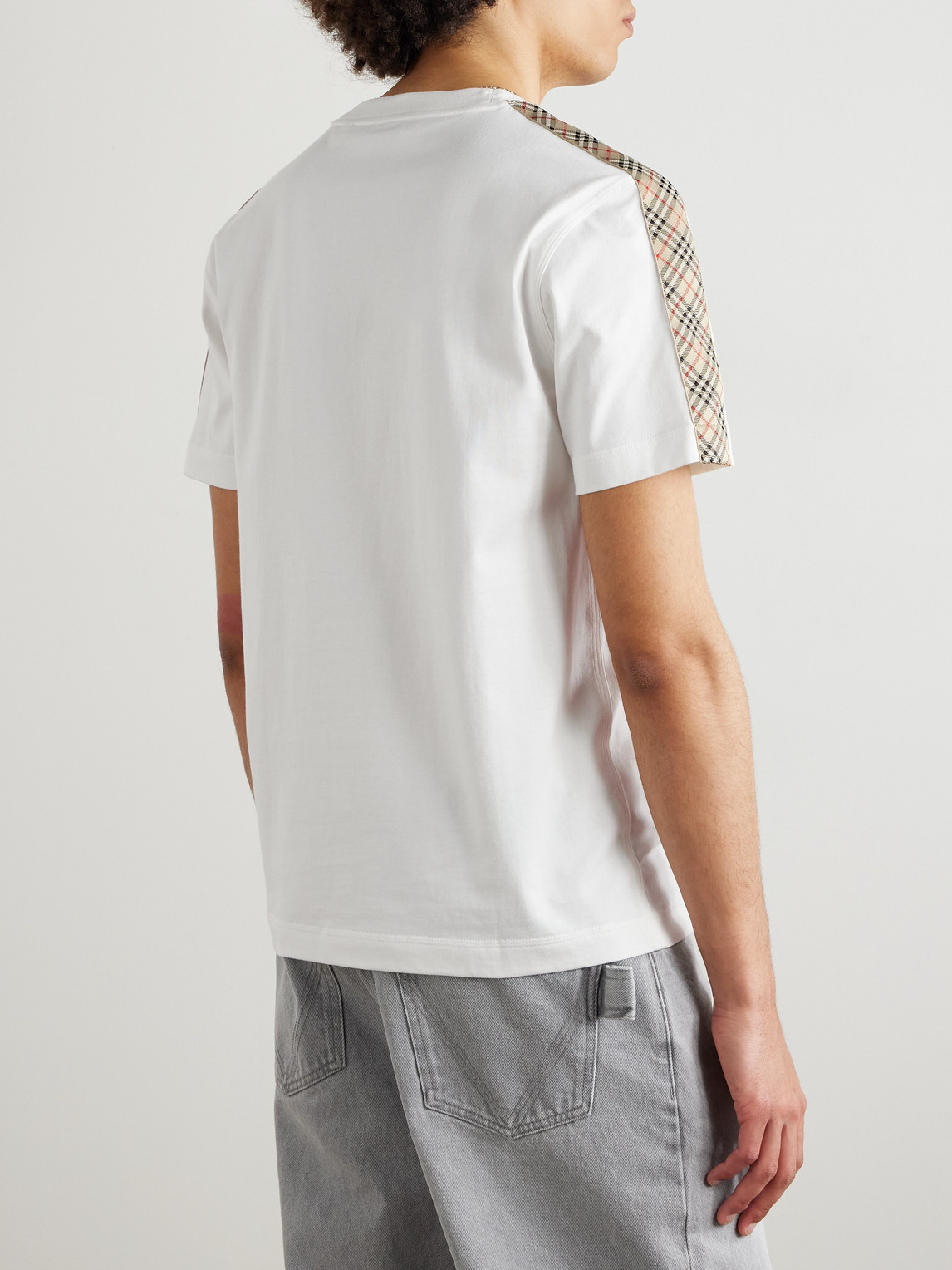 Burberry Checked Cotton-jersey T-shirt In Neutrals