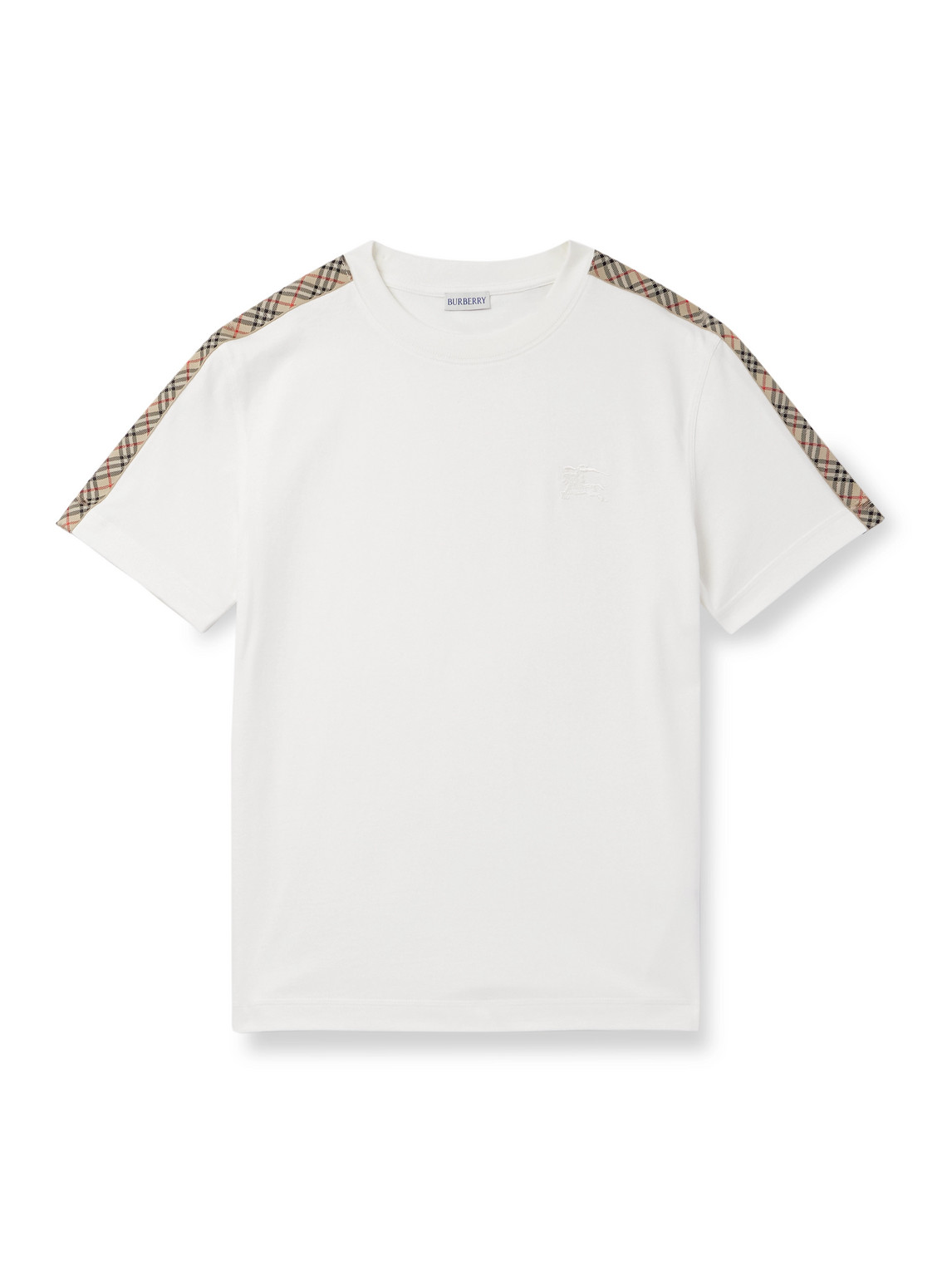 Burberry Checked Cotton-jersey T-shirt In Neutrals