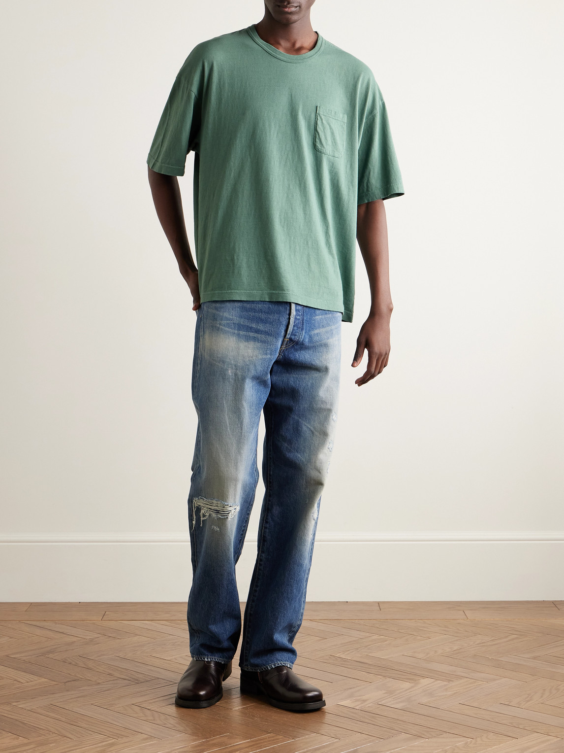Visvim Jumbo Damaged Oversize Pocket T-shirt In Multi