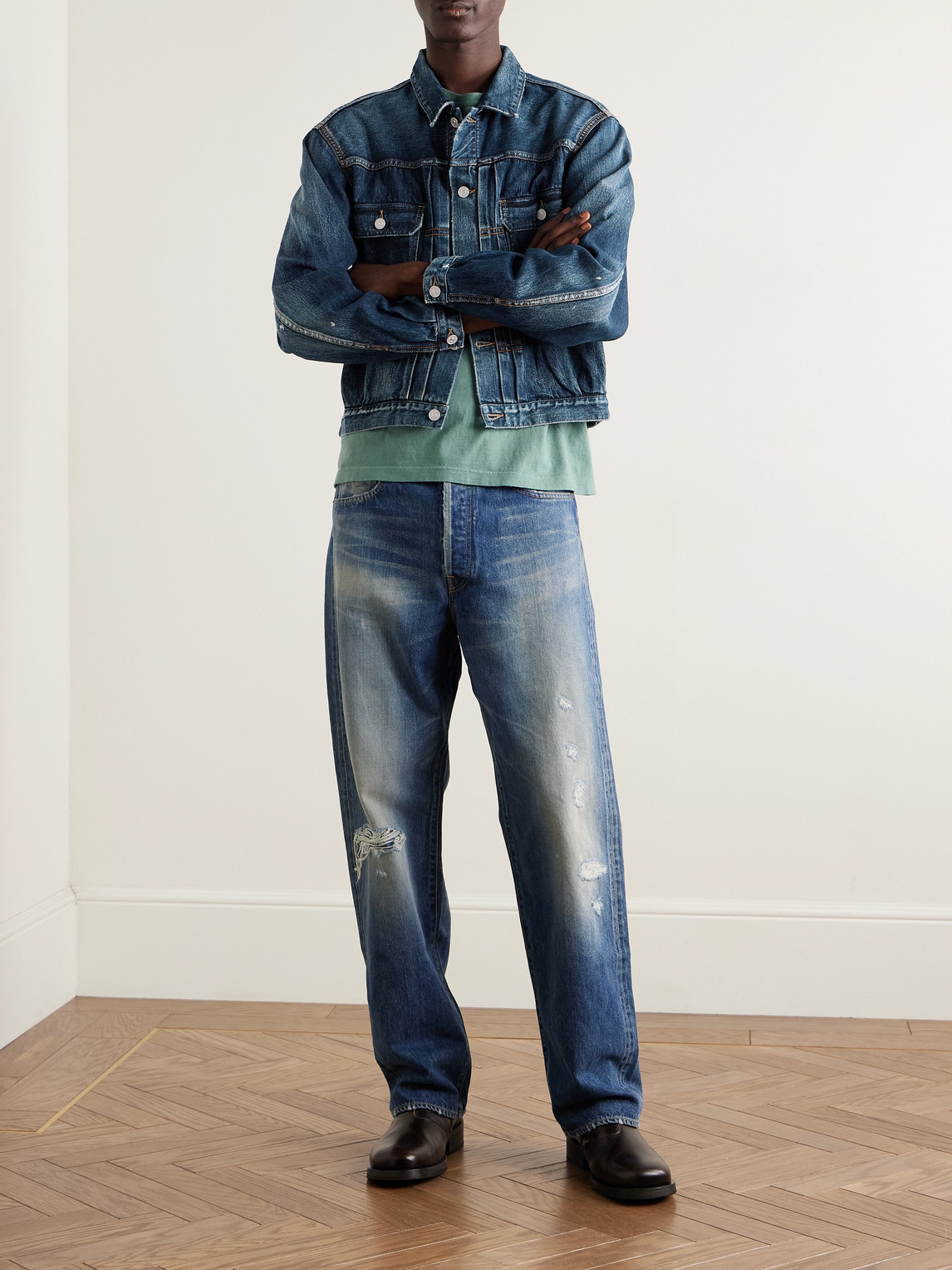 Visvim Social Sculpture Selvedge Denim Jacket In Animal Print