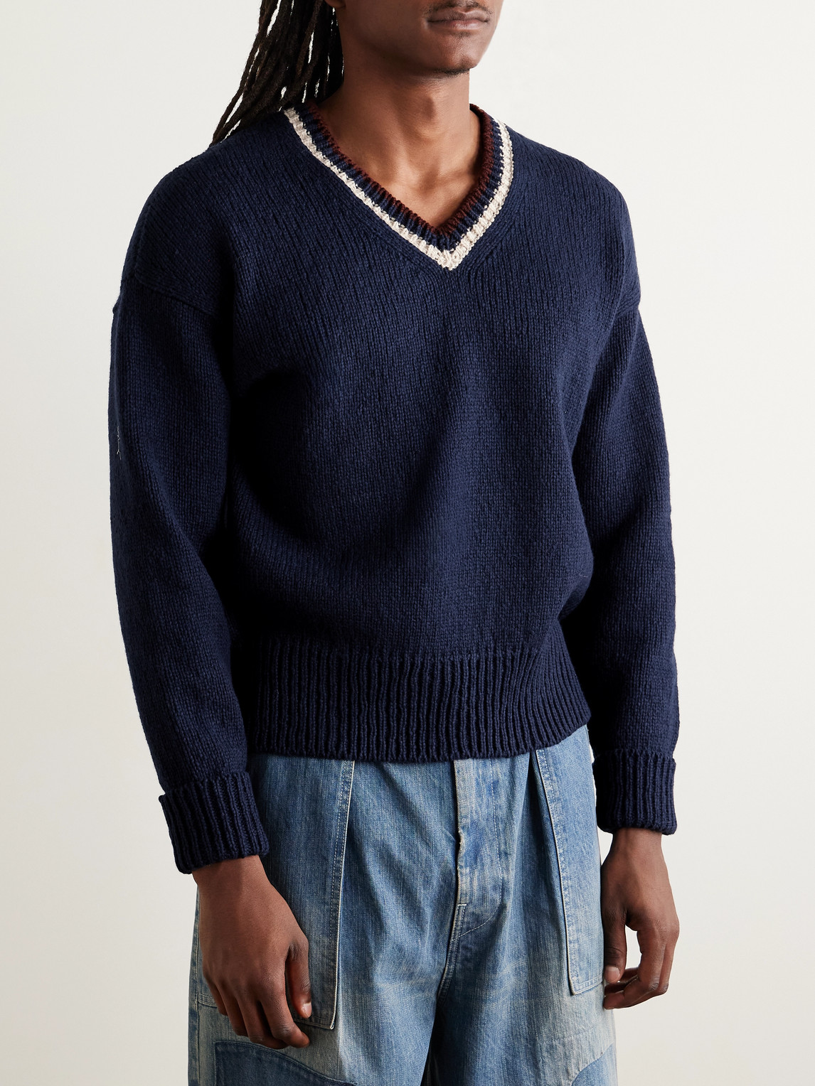 Visvim College Wool Sweater In Blue