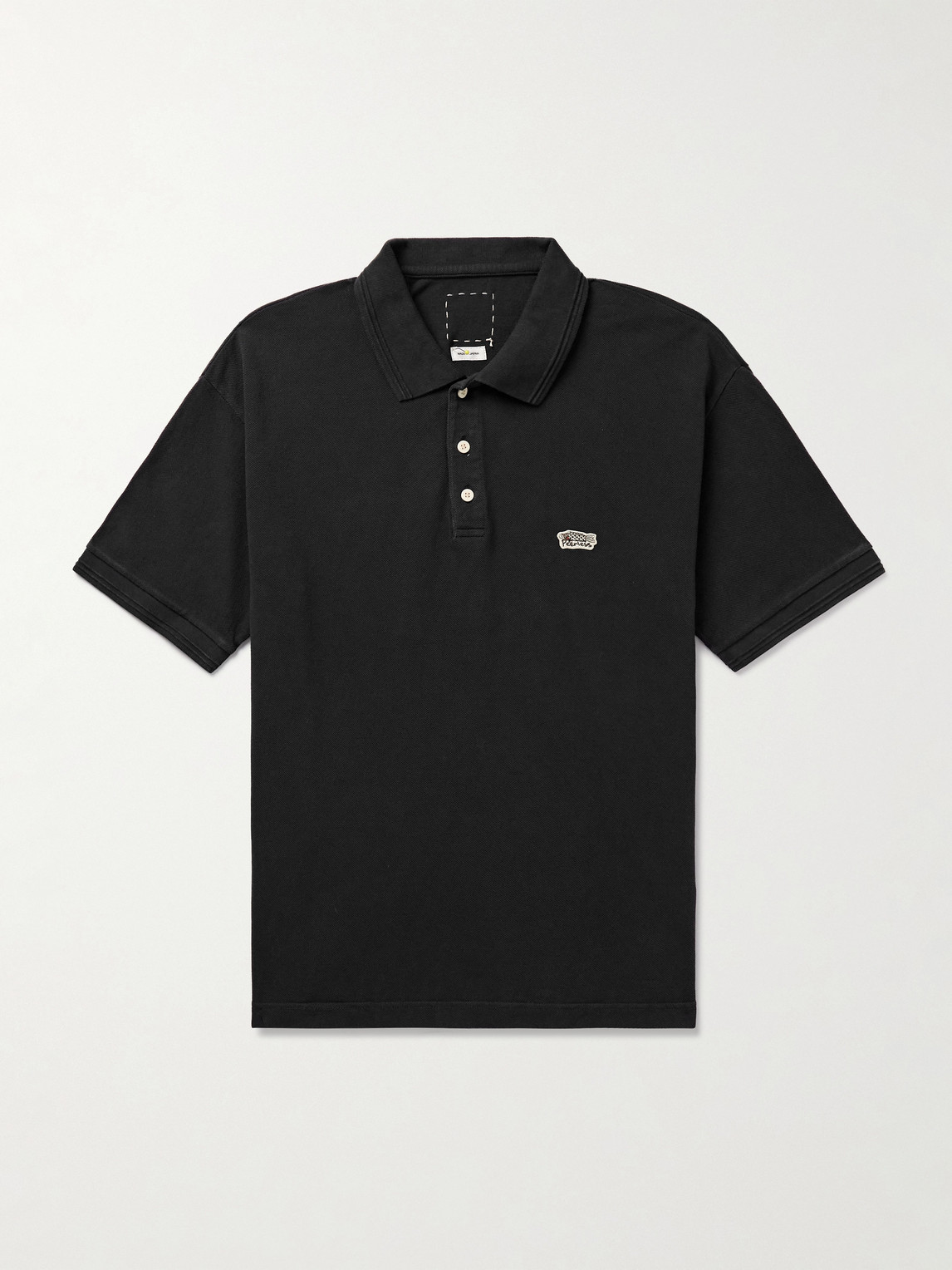 Visvim Jumbo Weller Garment-dyed Cotton-piqué Polo Shirt In Black
