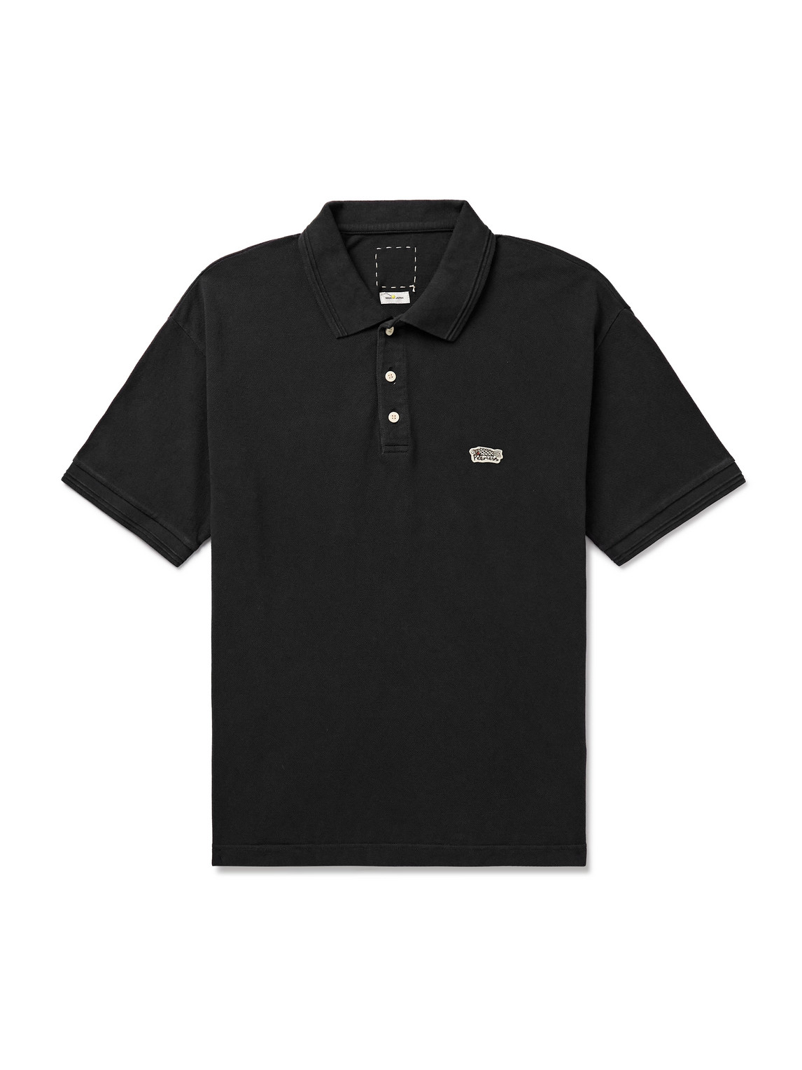 Visvim Jumbo Weller Garment-dyed Cotton-piqué Polo Shirt In Black